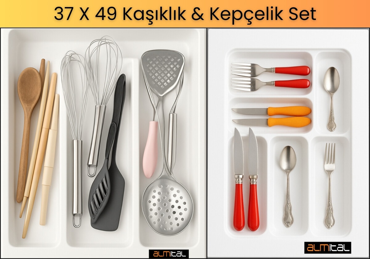 37x49 Cm. Beyaz Kaşıklık Ve Kepçelik 2'li Set (32X41 CM'E KADAR KESİLEBİLİR)