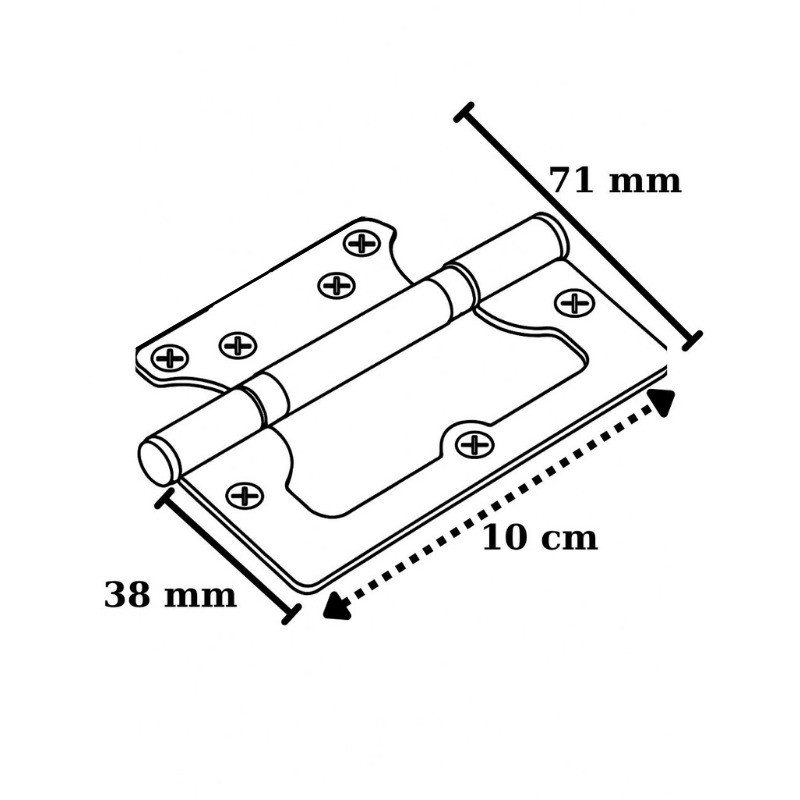 Cerniera Siyah 3 ADET İç-Dış Mekan Uyumlu Paslanmaz Kapı Menteşesi, Yönsüz, Kelebek 100x71x38 mm