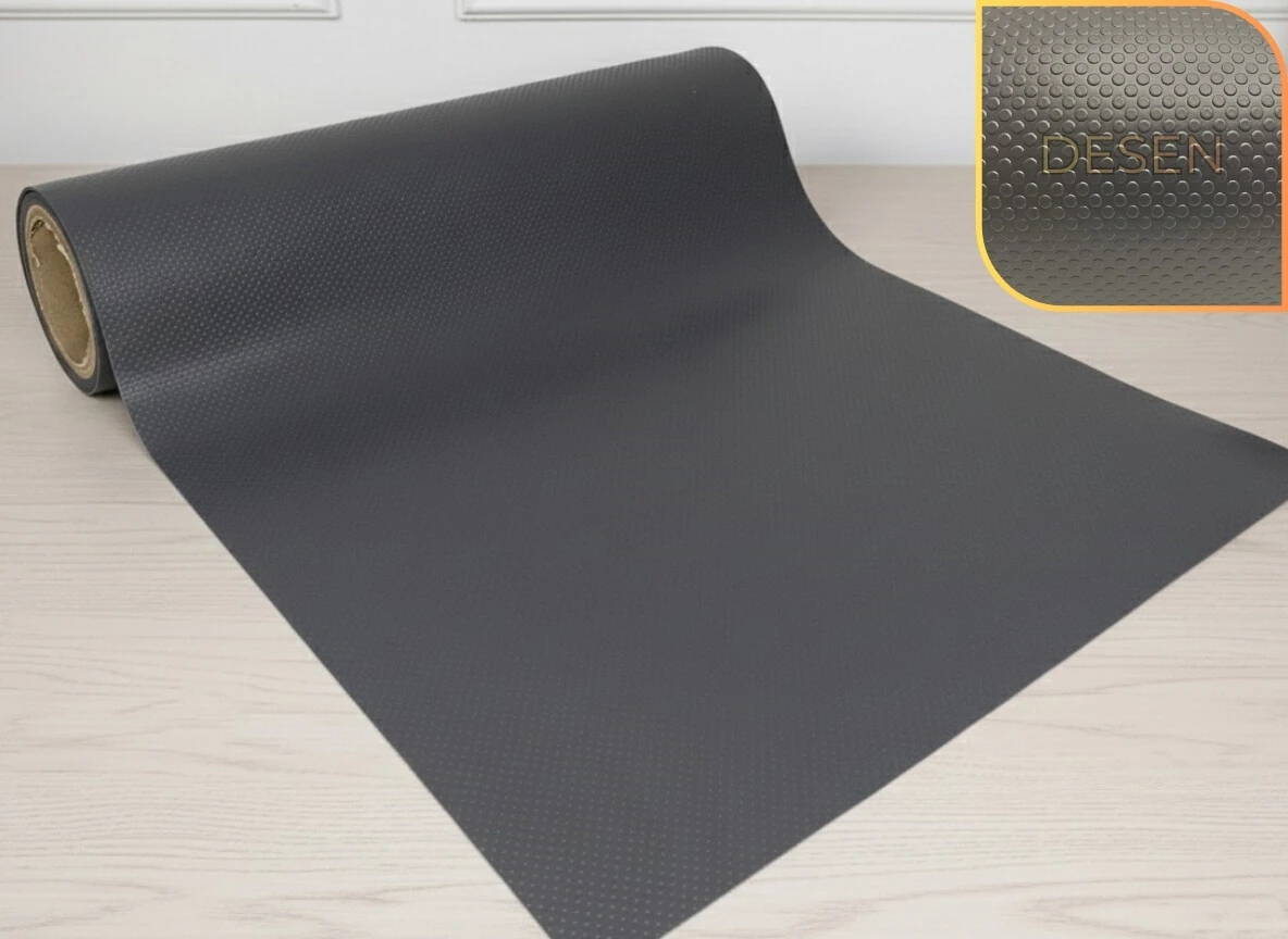 48 cm x 5 Metre Antrasit Kabartma Nokta Desenli Çekmece İçi Kaydırmaz Halı, çekmece halısı