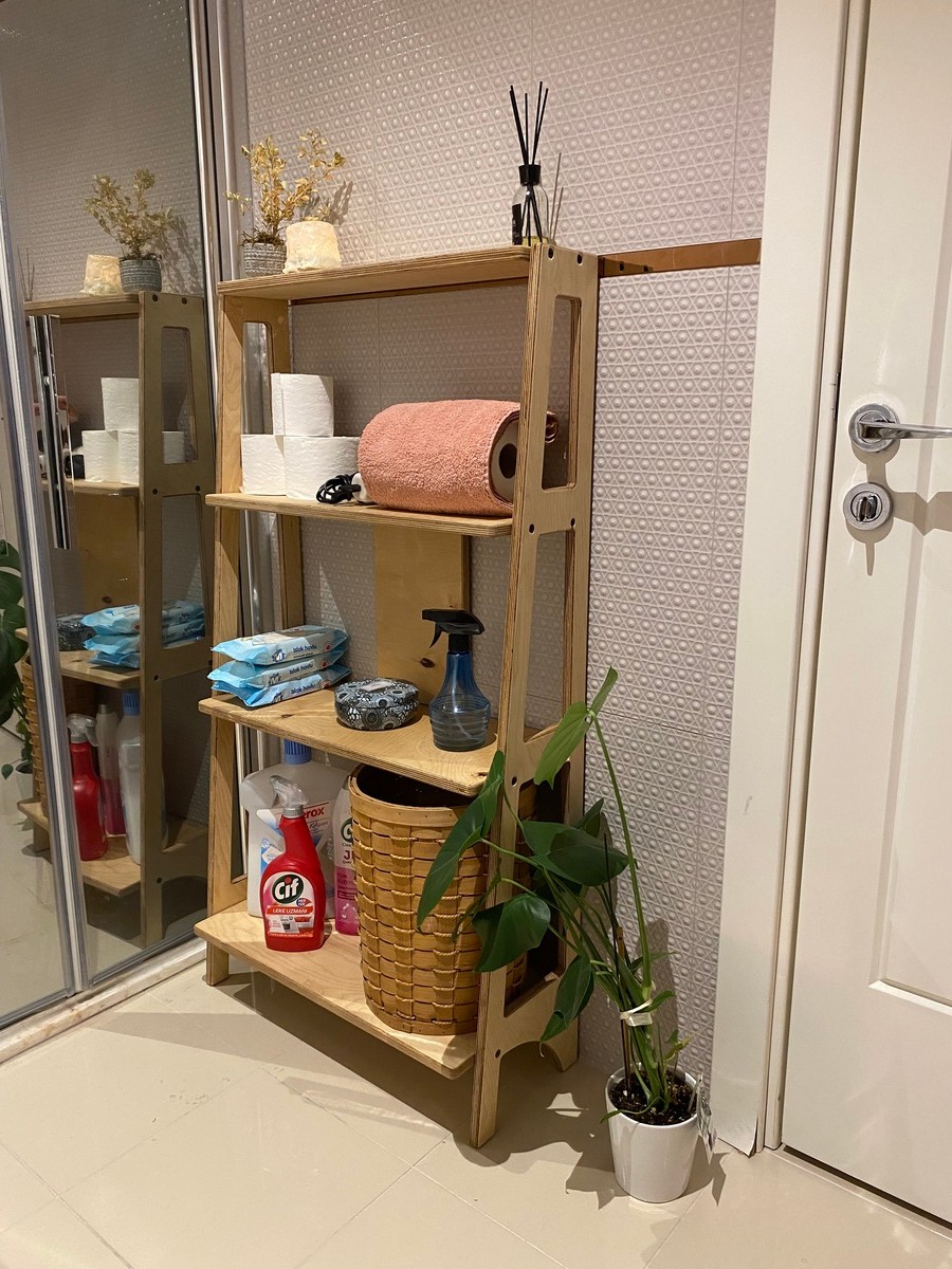 Raul Plywood Çok Amaçlı Duvar Rafı Kitaplık Çiçeklik Saksılık Salon Banyo Çalışma Odası Dolap 4 Raflı