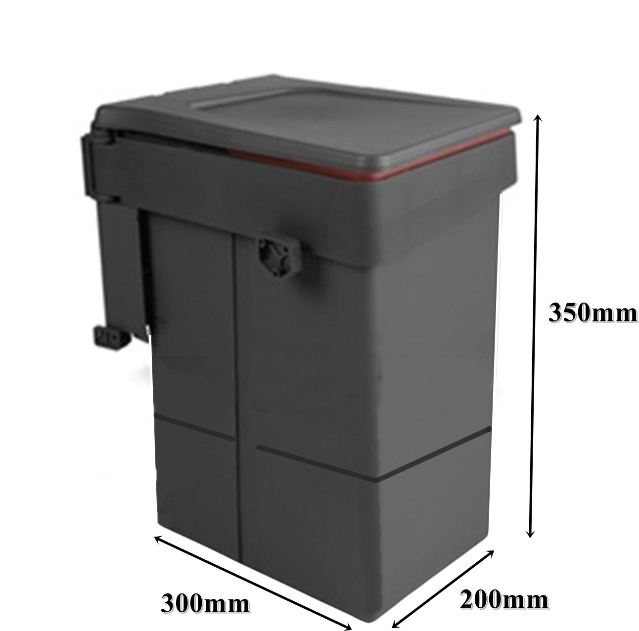 Almital METALİ Kapağa Monte Çöp Kutusu Antrasit 20 Litre (Dolap Kapak Min. 45 cm))