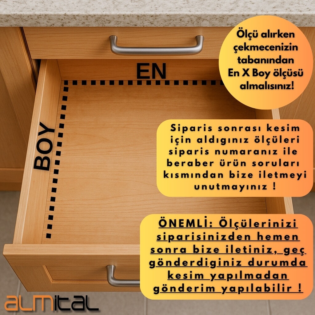 65x49 Cm. 5 Bölmeli Beyaz Çekmece Içi Düzenleyici Kepçelik (60X40 CM'E KADAR KESİLR) Ücretsiz Kesim