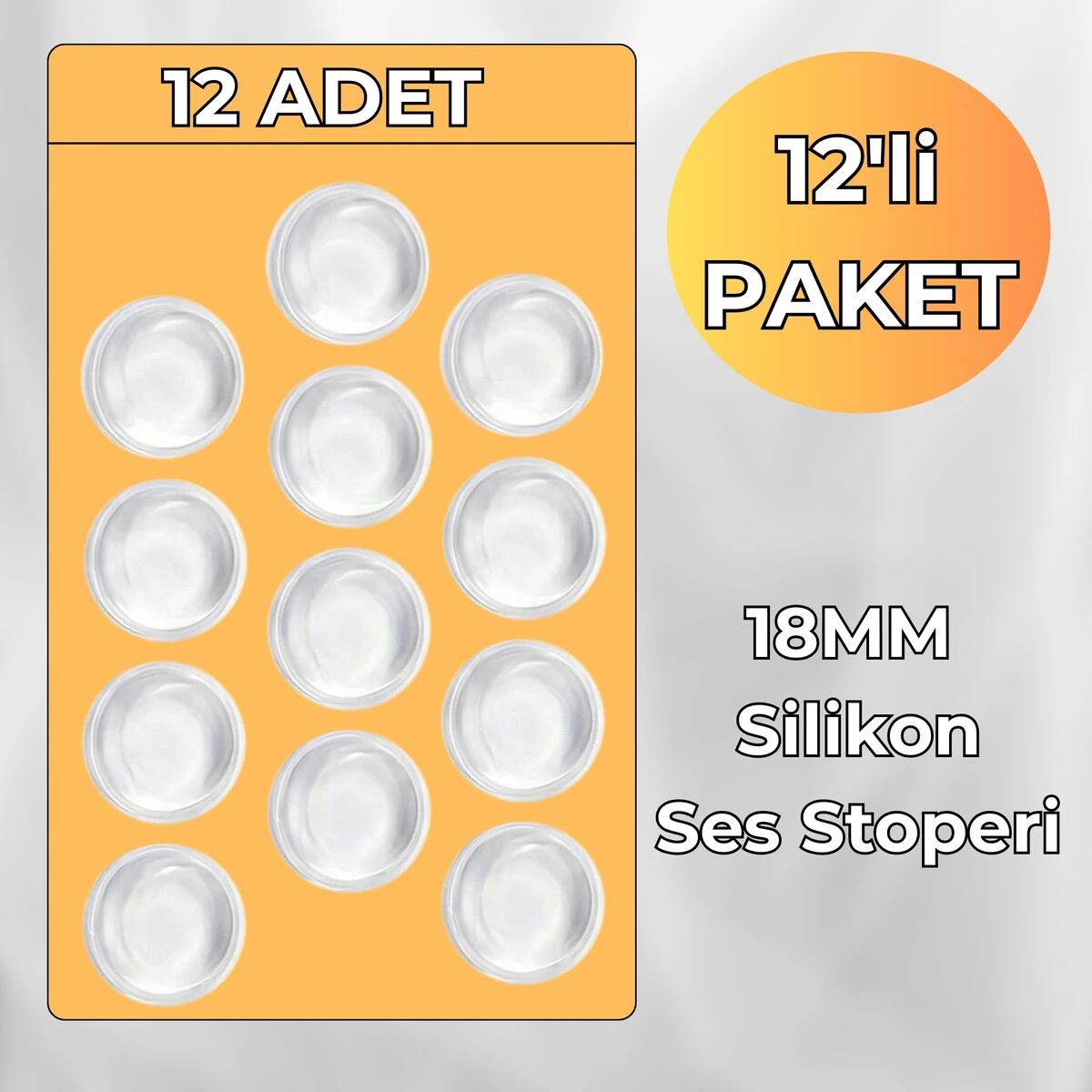 PACIFIC Okyanus Yapışkanlı Silikon Ses Stoperi, 18 MM 12'li Paket