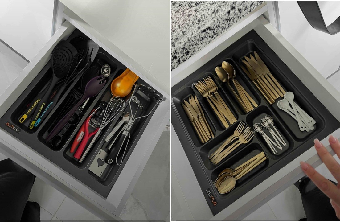 44x49 cm Antrasit Kaşıklık ve Kepçelik 2'li Set (Ücretsiz Kesim) 40x40CM ‘E KADAR KESİLEBİLİR