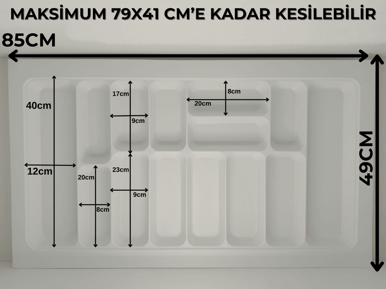 85x49 Cm. Beyaz Kaşıklık Ve Kepçelik 2'li Set (79X41 CM'E KADAR KESİLEBİLİR)