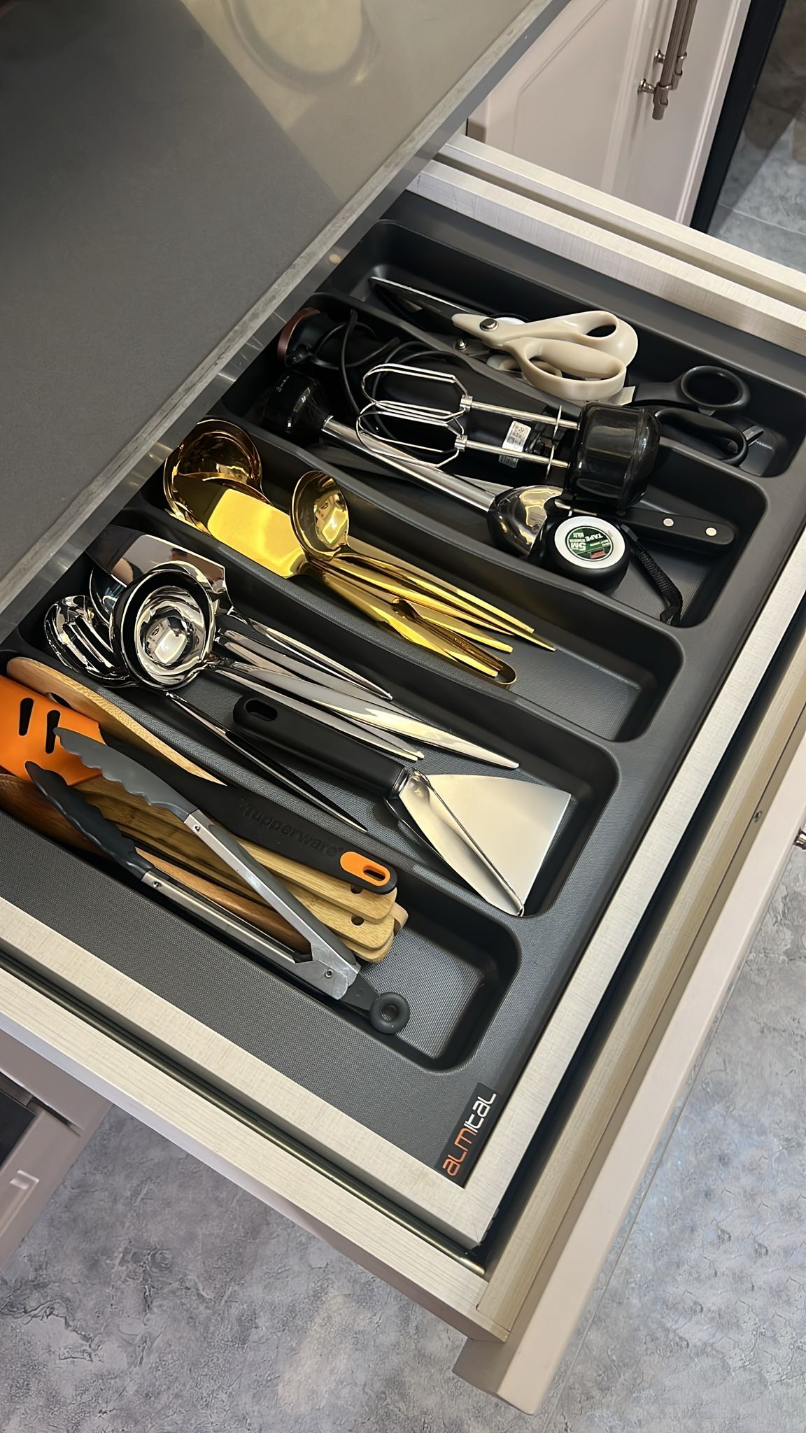 65x49 CM. 5 BÖLMELİ Gri Çekmece İçi Düzenleyici Kepçelik (60x40 Cm'e kadar kesilr) Ücretsiz Kesim