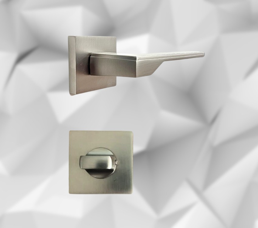 Stilo inox Kare Rozetli Kapı Kolu Lüks WC, Banyo Kapı Kolu