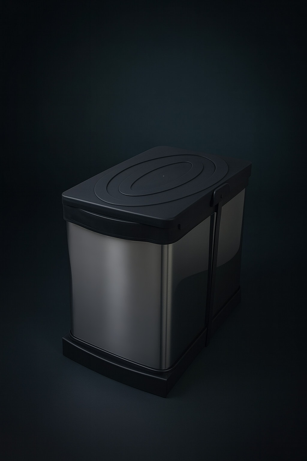 Cassone Dolap içi Teleskopik Raylı Paslanmaz Krom Çöp Kovası 24 Litre, minimum kapak genişliği 40 cm