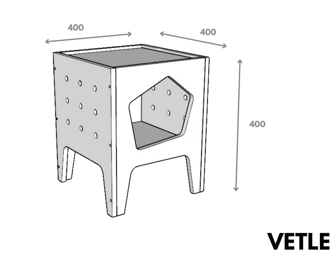 VETLE - Plywood Modern ve Fonksiyonel Pet Evi - Yan Sehpa