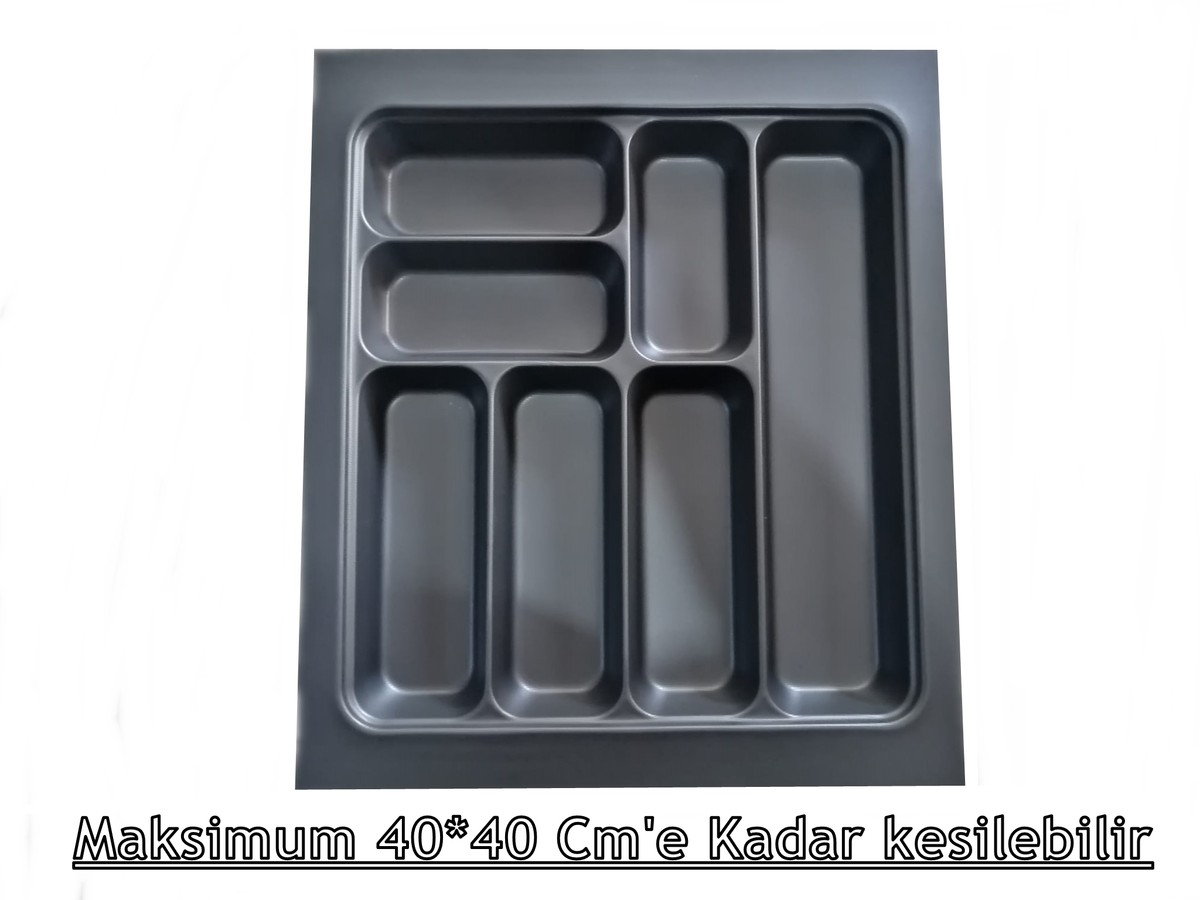 44x49 cm. 7 gözlü Antrasit Çekmece içi Kaşıklık 38x41 Cm'e Kadar Kesilebilir