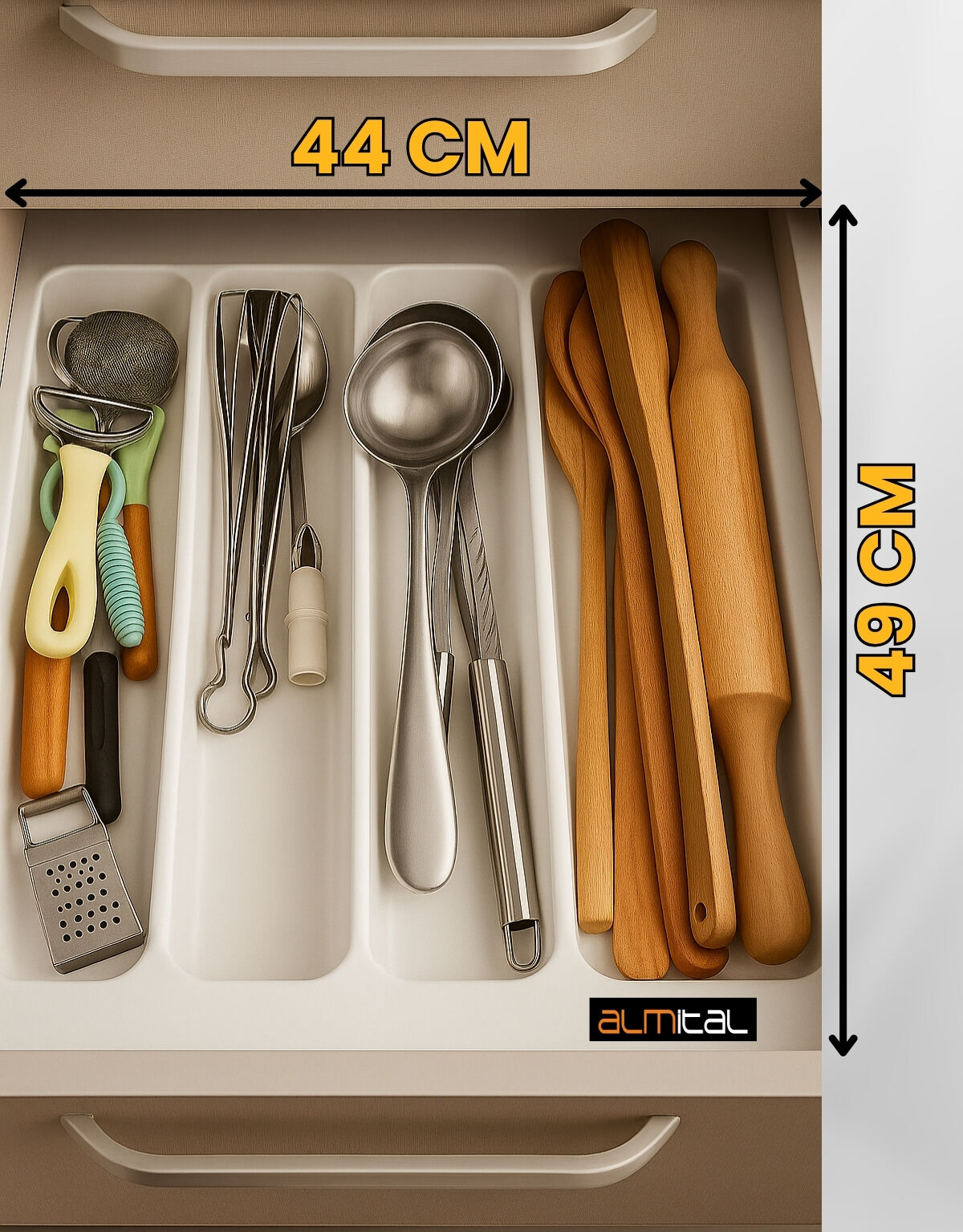 44x49 Cm. Beyaz Kaşıklık Ve Kepçelik 2'li Set (40X41 CM'E KADAR KESİLEBİLİR)