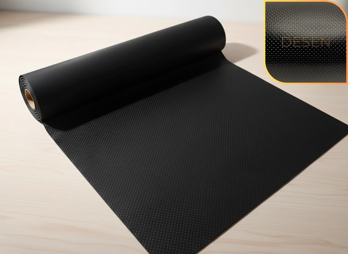 48 cm x 1 metre Siyah Kabartma Nokta Desenli Çekmece İçi Kaydırmaz Halı , çekmece halısı