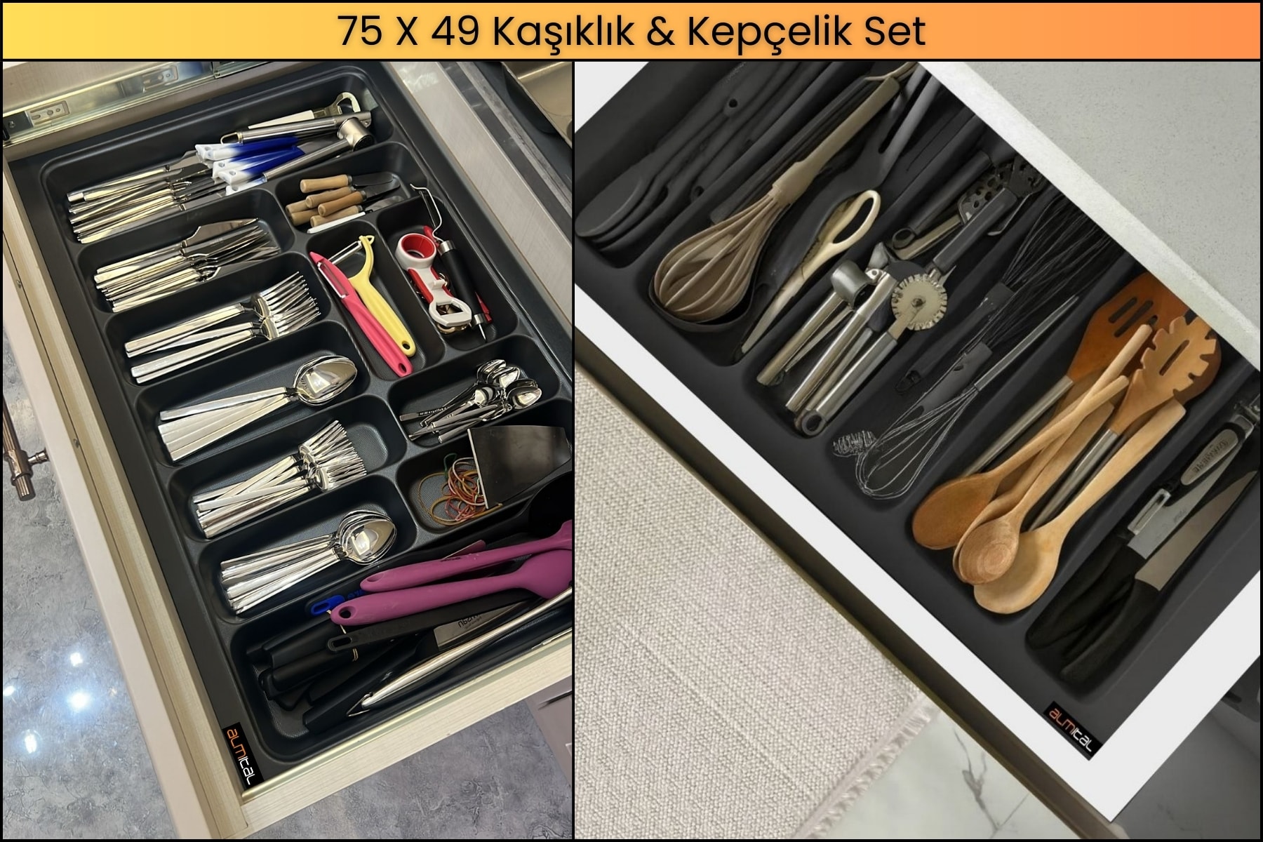 75x49 cm. Kaşıklık Ve Kepçelik 2'li Set (ÜCRETSİZ KESİM) 70x40 cm'e kadar kesilebilir. 