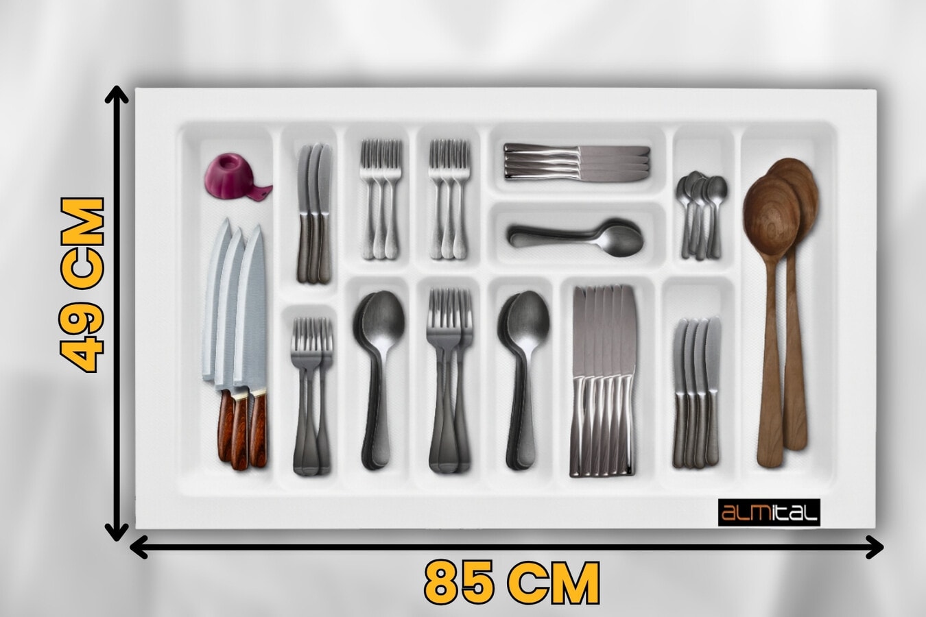 85x49 Cm. Beyaz Kaşıklık Ve Kepçelik 2'li Set (78X41 CM'E KADAR KESİLEBİLİR)