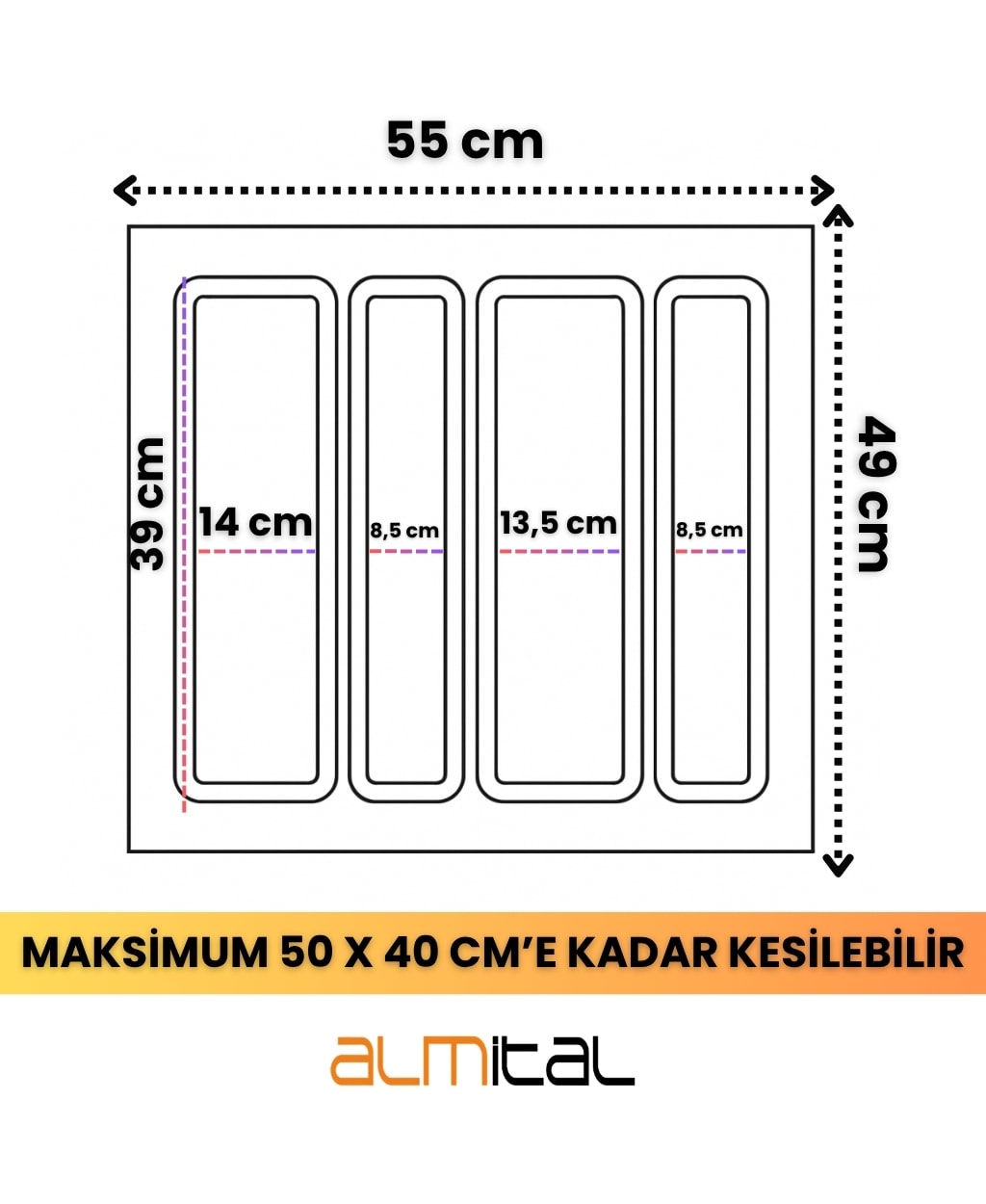 Almital 55X49 Cm_Antrasit Plastik Desenli Kepçelik - Ücretsiz Kesim