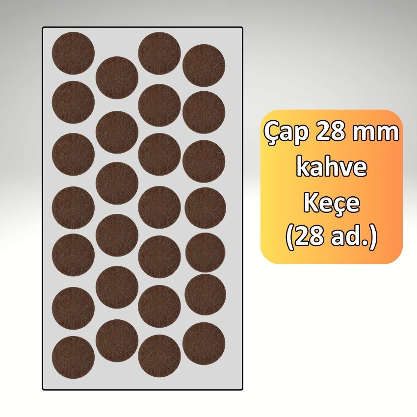 28 MM Çap 28'li Paket Kahverengi Mobilya Keçesi Zemin ve Parke Koruyucusu