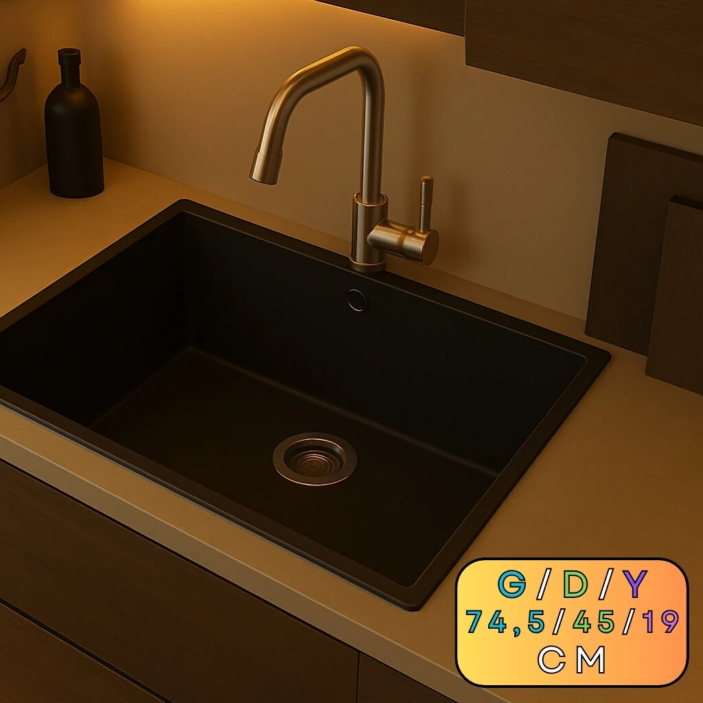 Granit Evye SENDAI Series Black 74,5x45 (SİYAH) 