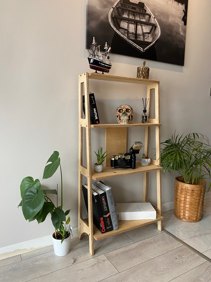 Raul Plywood Çok Amaçlı Duvar Rafı Kitaplık Çiçeklik Saksılık Salon Banyo Çalışma Odası Dolap 4 Raflı