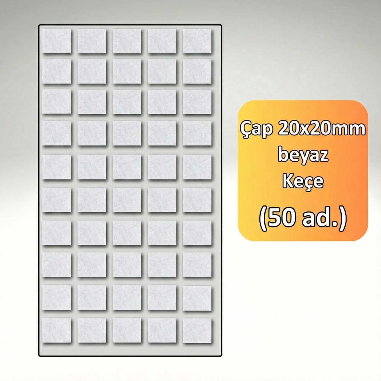  Almital kaydırmaz Beyaz Keçe (20x20mm - 50 adet) Kanepe Sehpa Sandalye Için Zemin Koruyucu 