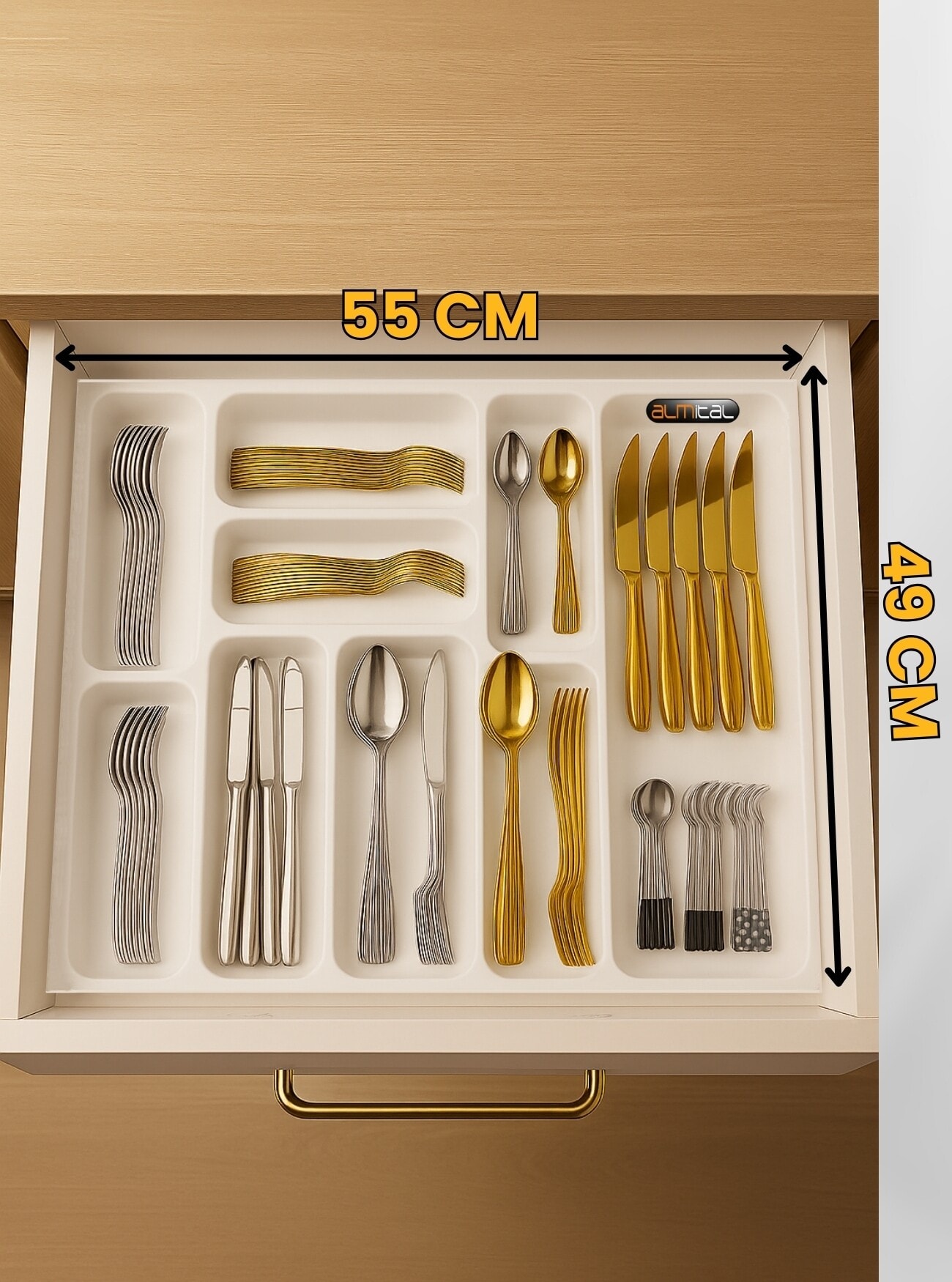 55x49 Cm. Beyaz Kaşıklık Ve Kepçelik 2'li Set (51X41 CM'E KADAR KESİLEBİLİR)