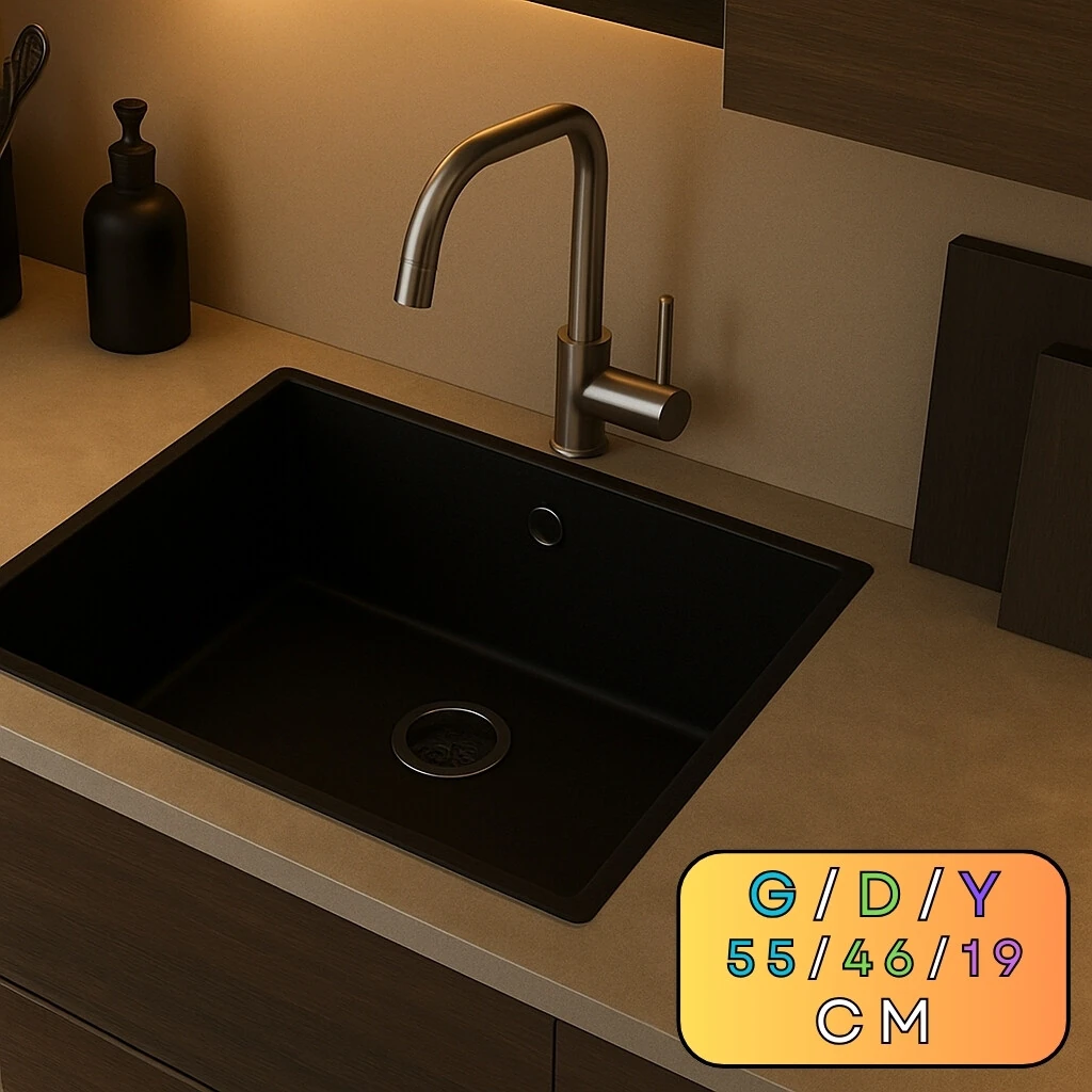 Granit Evye KOTARU Series Black 55x46 (SİYAH) 