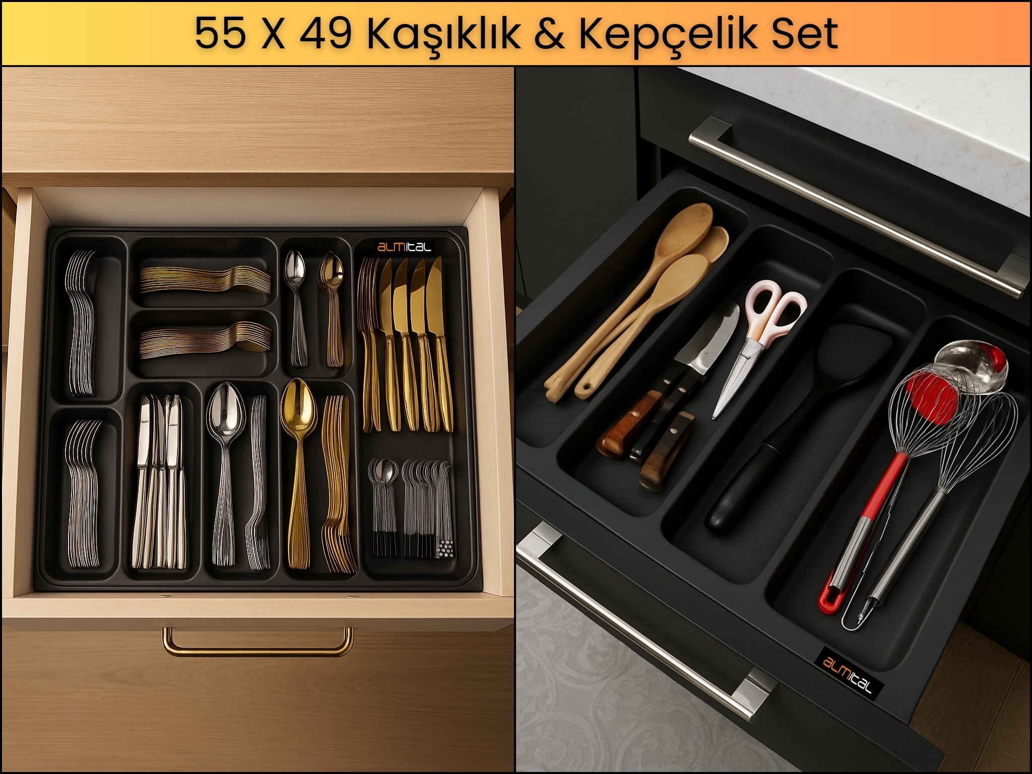 55x49 cm. Kaşıklık ve Kepçelik 2'li Set (Ücretsiz Kesim) 50*40CM ‘E KADAR KESİLEBİLİR