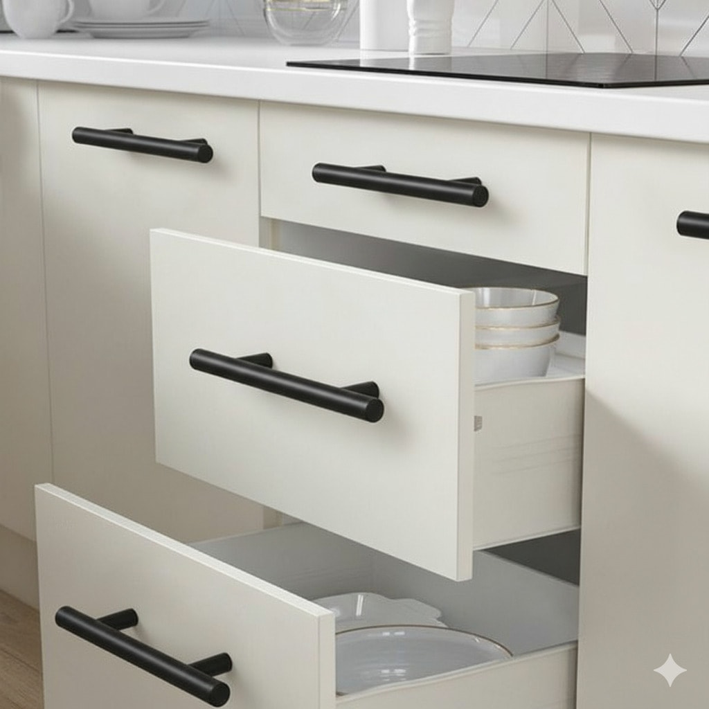 5 ADET Keijo SİYAH 128mm Paslanmaz Kulp (mobilya, dolap kulbu, kulp modeli)