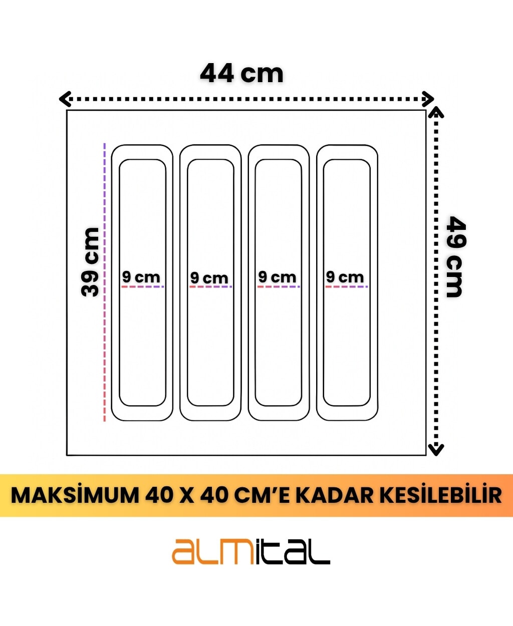 44x49 cm Antrasit Kaşıklık ve Kepçelik 2'li Set (Ücretsiz Kesim) 40x40CM ‘E KADAR KESİLEBİLİR