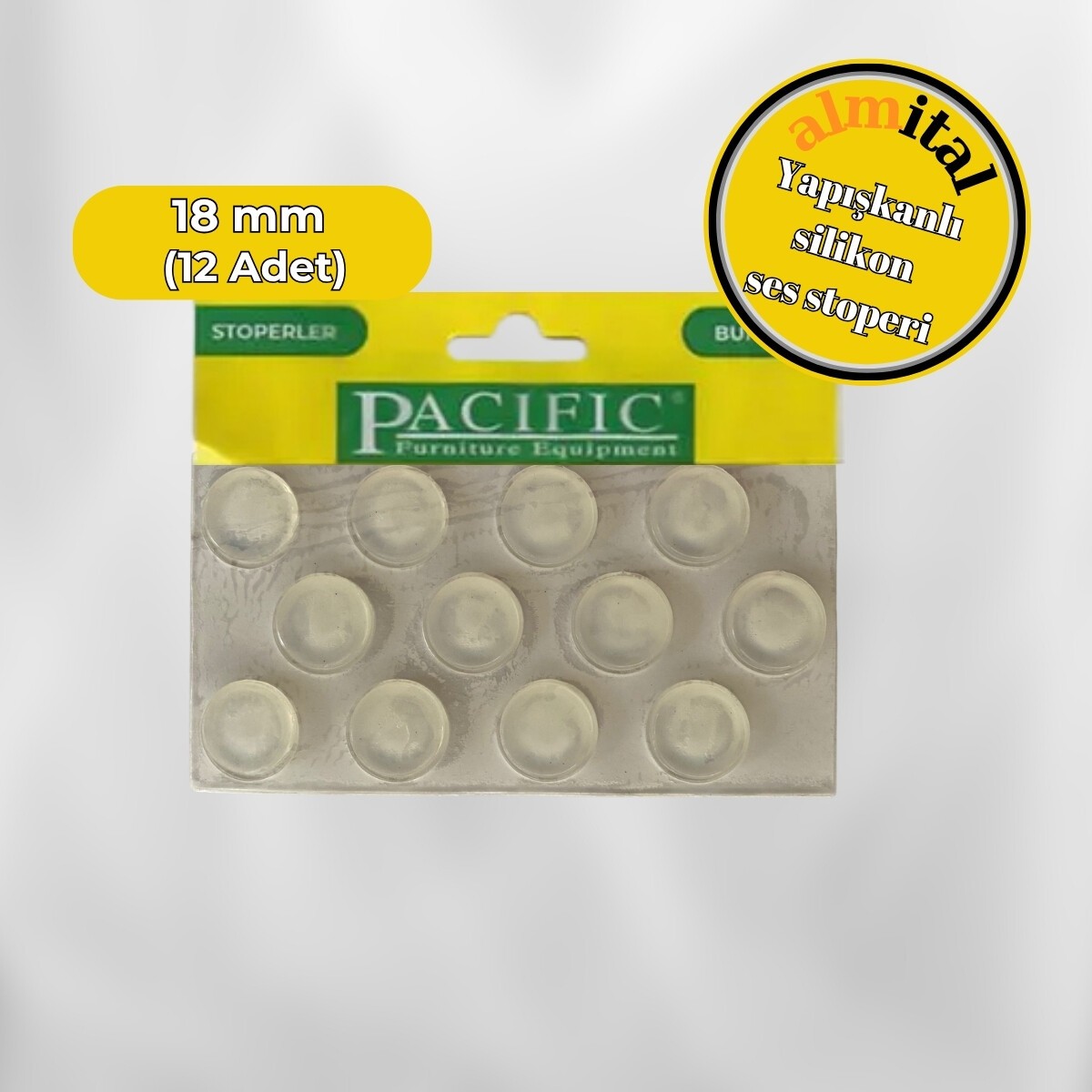 PACIFIC Okyanus Yapışkanlı Silikon Ses Stoperi, 18mm