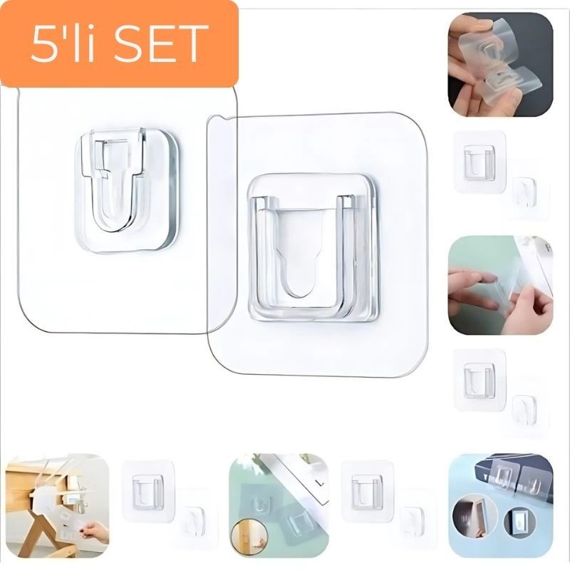 Kuriton 5 SET Geçmeli Klips Eşya Sabitleme Askısı