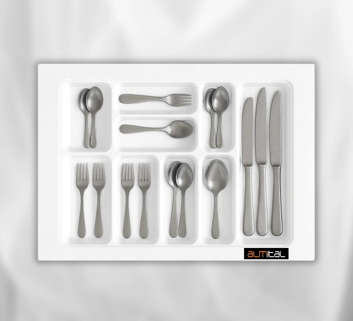  65x49 Cm. 9 Gözlü Beyaz Çekmece Içi Kaşıklık 54*41 Cm'e Kadar Kesebilirsiniz