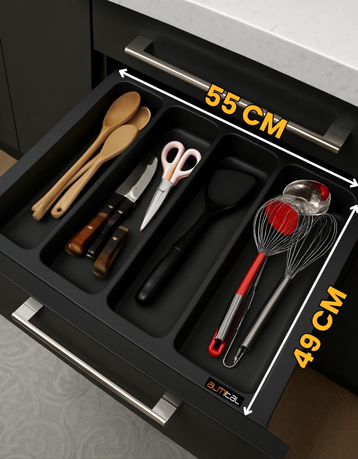 Almital 55X49 Cm_Antrasit Plastik Desenli Kepçelik - Ücretsiz Kesim