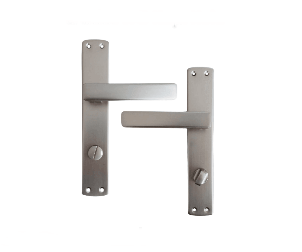 Lusso İnox Aynalı WC Kapı Kolu ve 40X23mm Saten WC Gömme Kilit Set