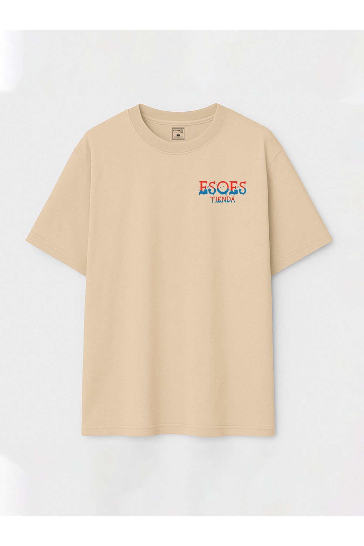 Erkek Oversize Sırt Slogan Baskılı Pamuklu Tişört