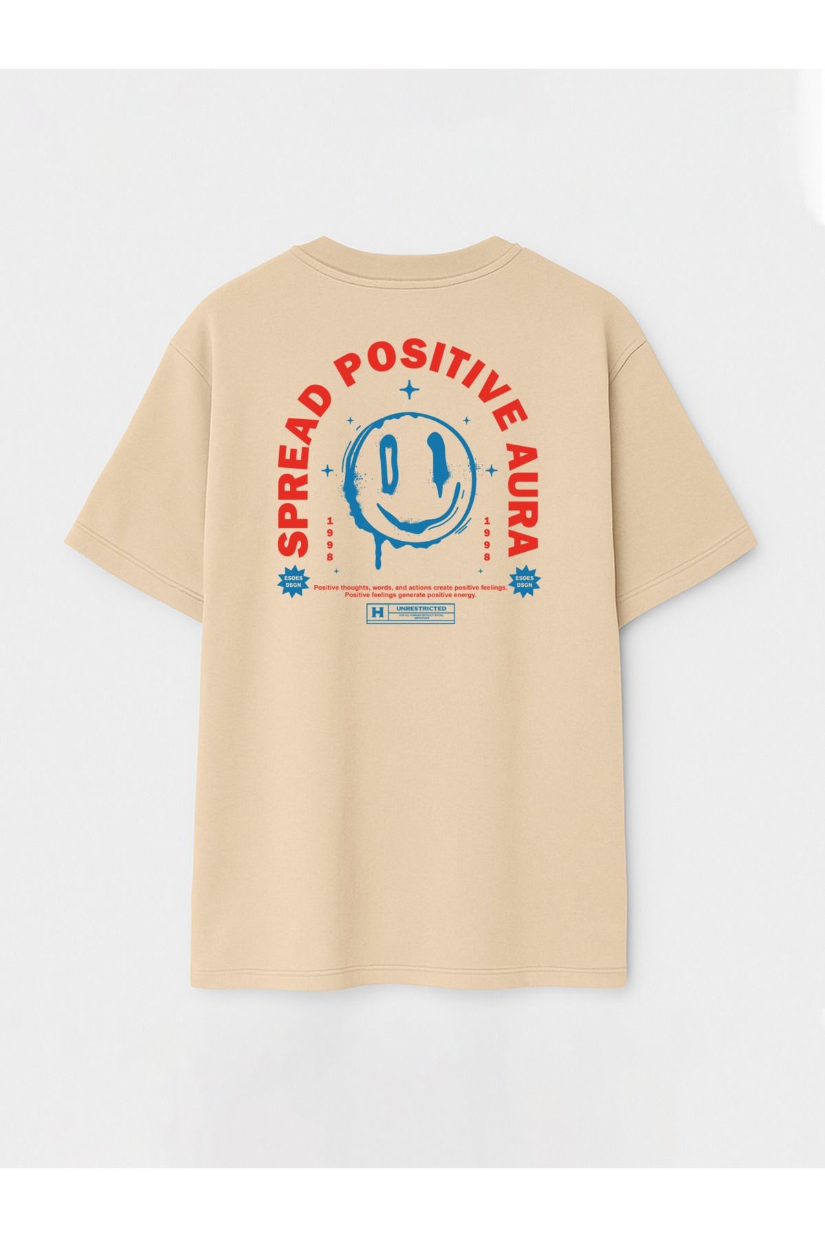 Erkek Oversize Sırt Slogan Baskılı Pamuklu Tişört