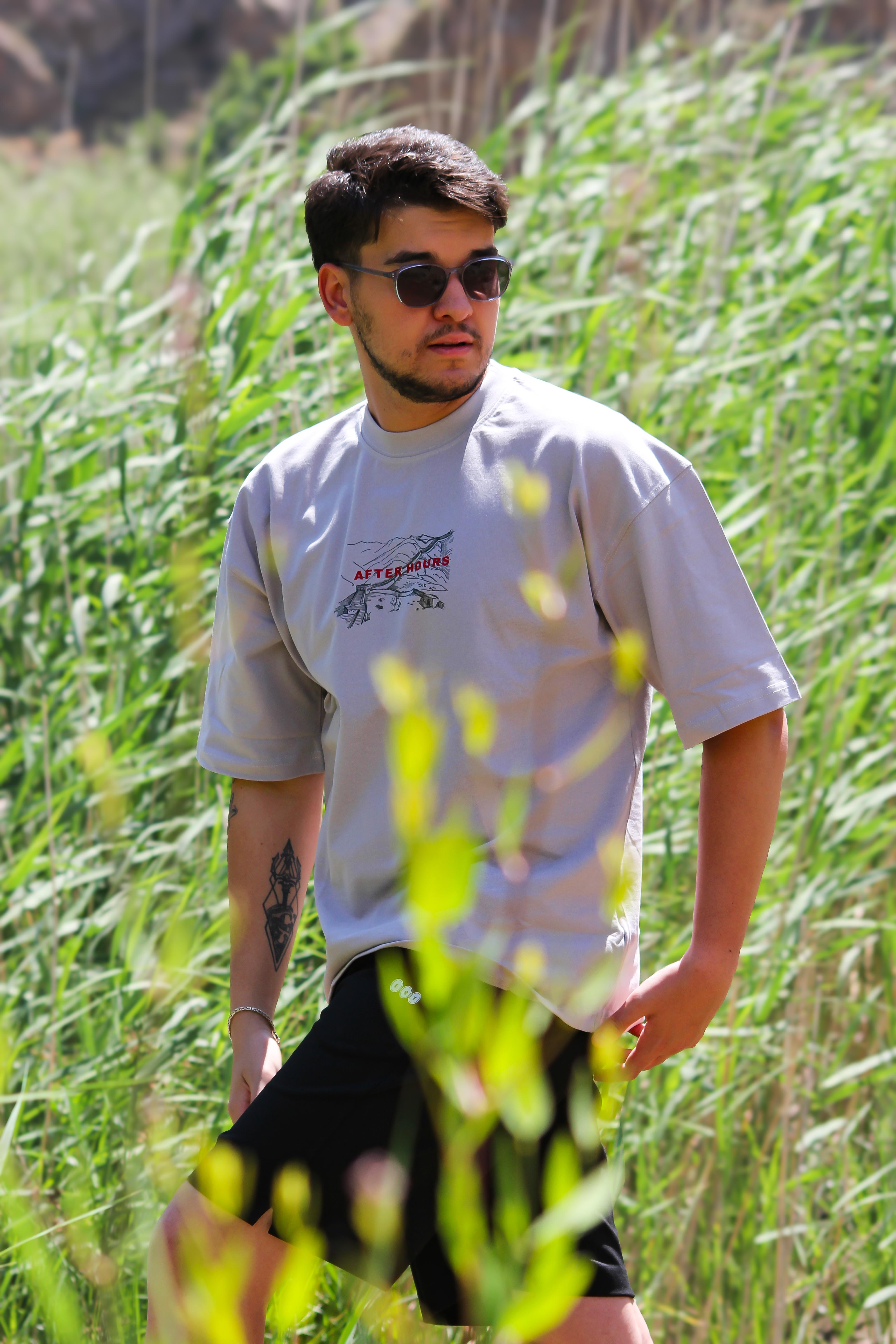 After House Baskılı Pamuk Dokulu Oversize Erkek Tişört