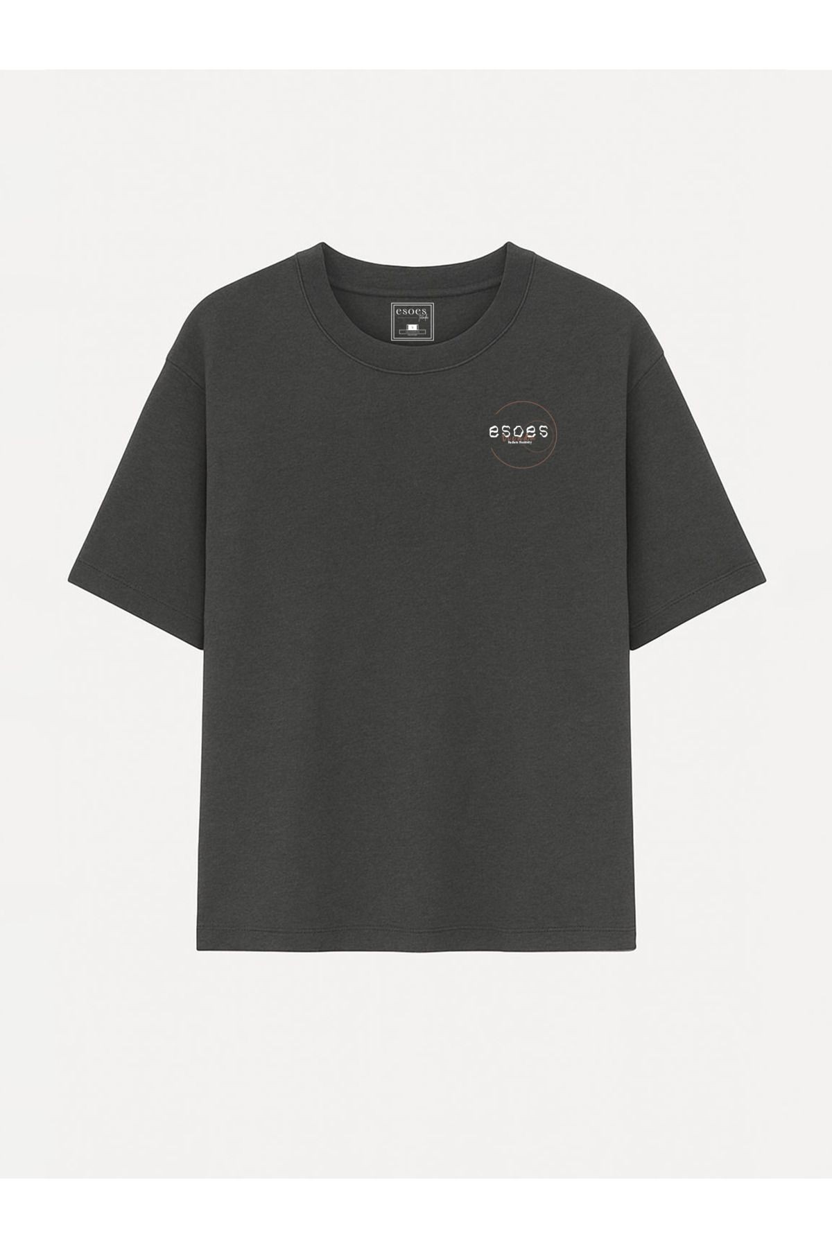 Kadın Oversize Logo Baskılı Ense Detaylı Pamuklu Tişört