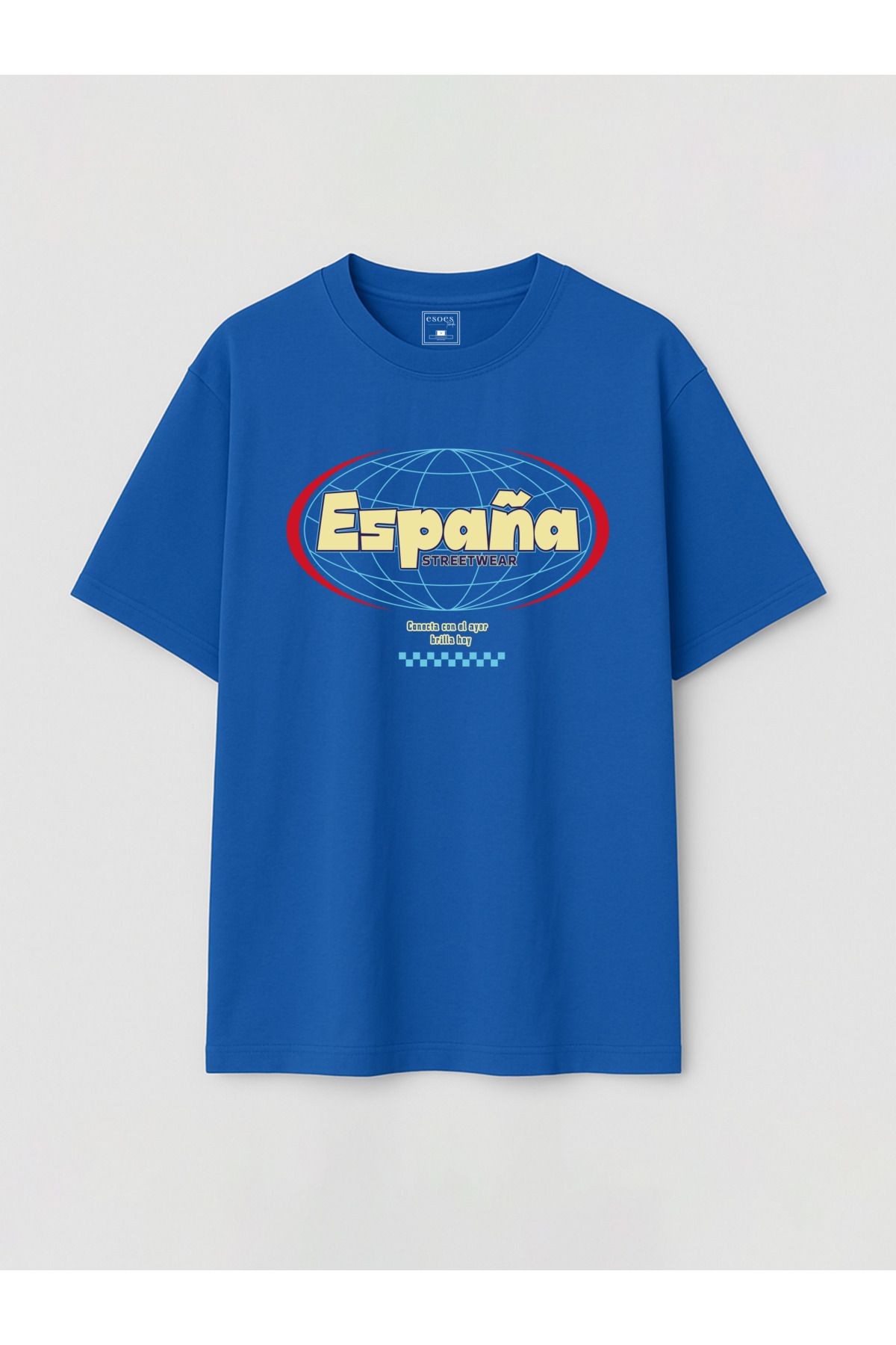 Erkek Oversize España Streetwear Baskılı Ense Detaylı Pamuklu Tişört