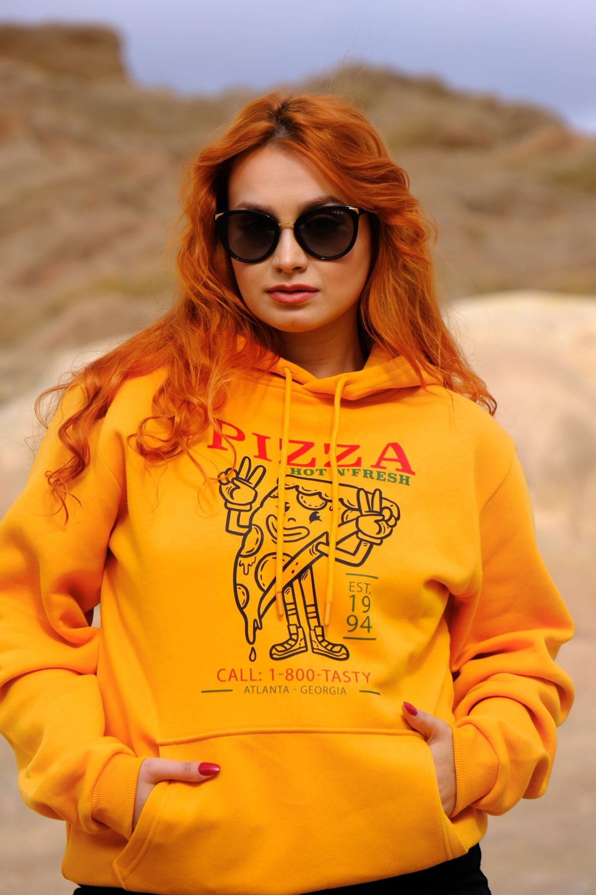 Pizza Unısex Kapüşonlu Sweatshirt