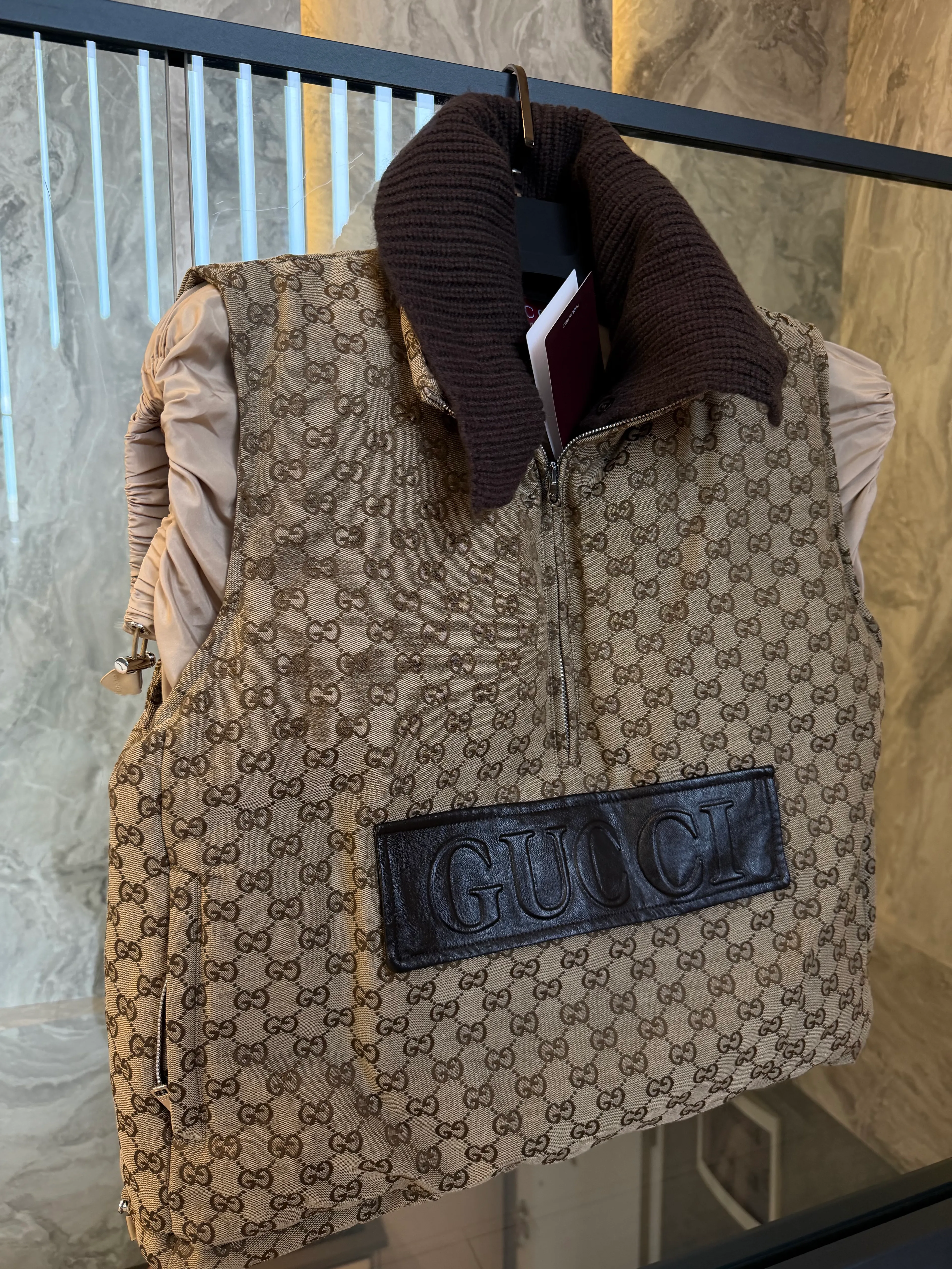 GG Monogram Oversize Yelek – Wool Collar Detail