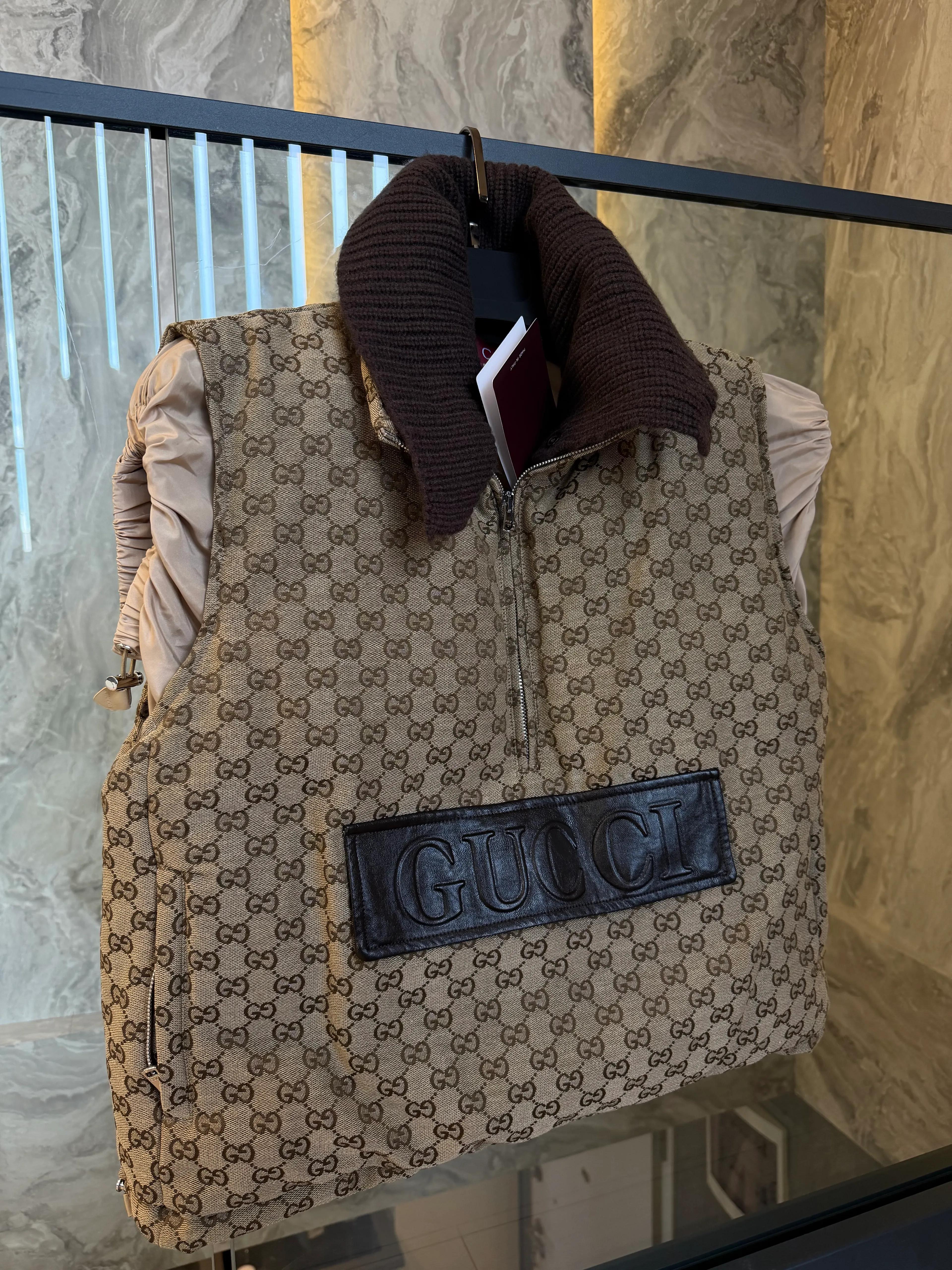 GG Monogram Oversize Yelek – Wool Collar Detail