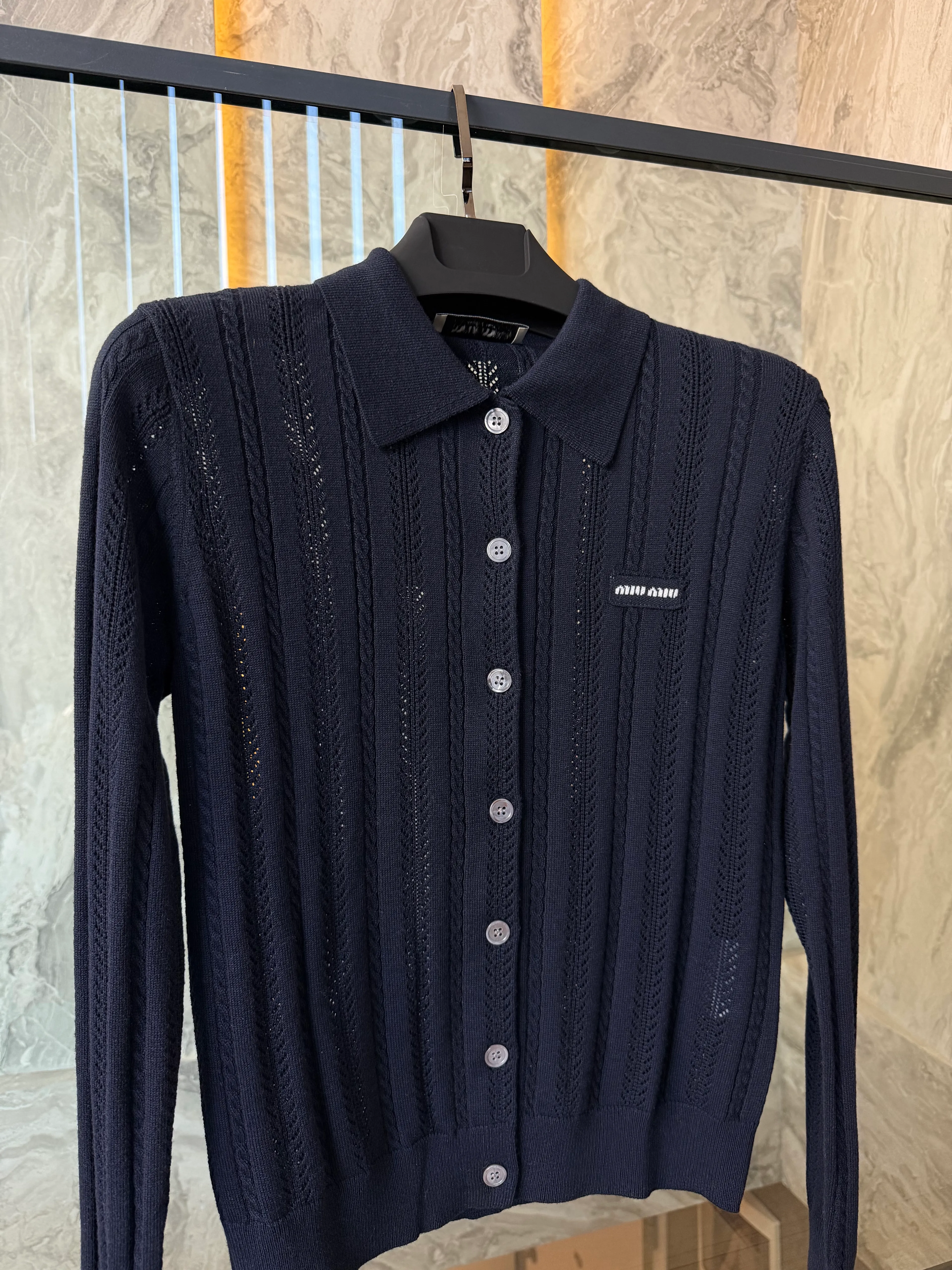 Miu Navy Knit Cardigan