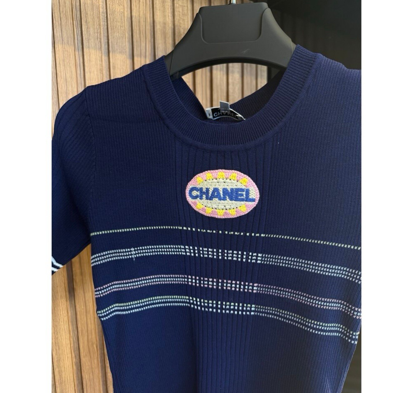 Chanel “Neon Oval” Ribana Triko – Lacivert 