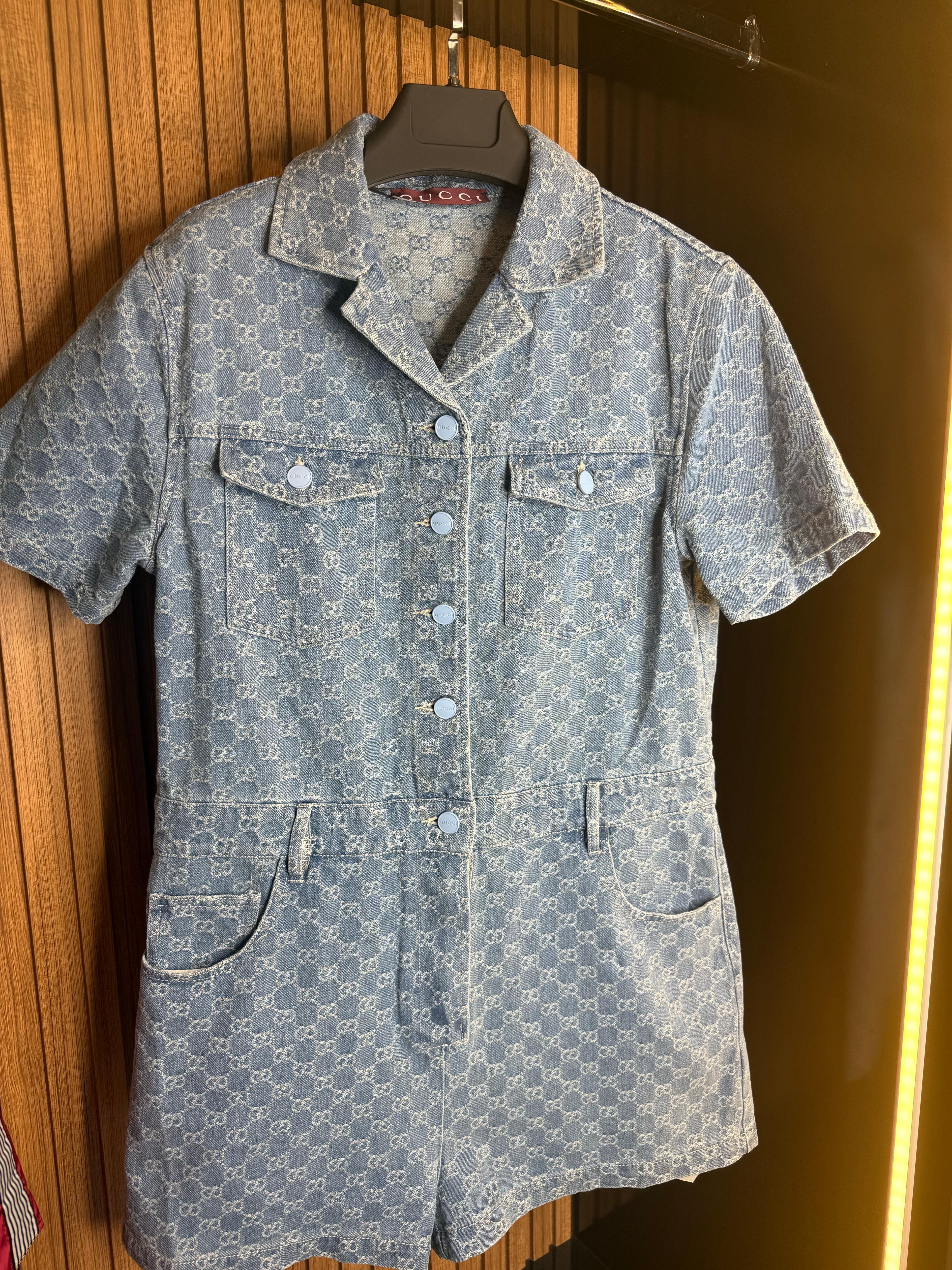 Guc- Monogram Denim Romper