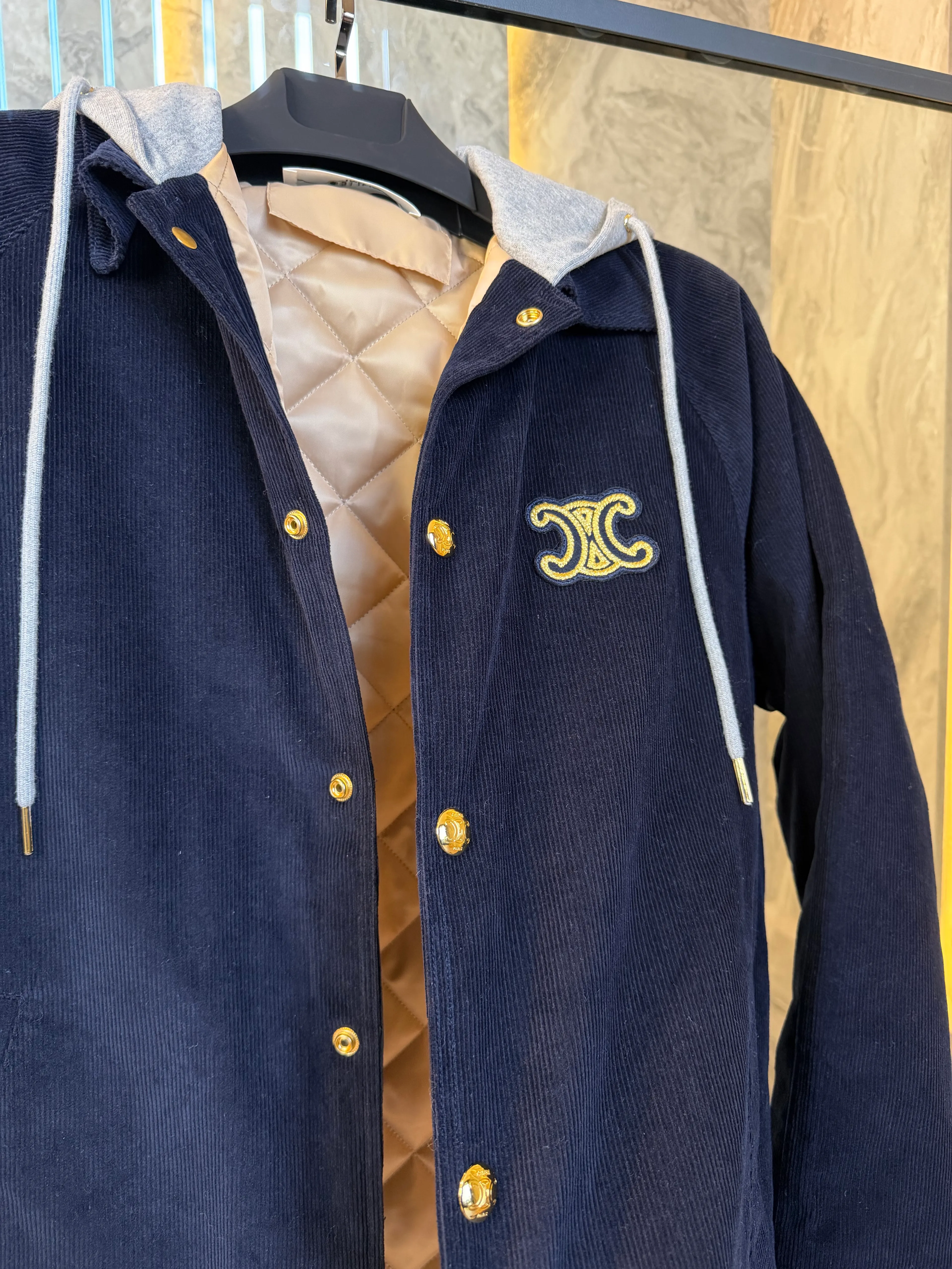 Varsity Corduroy Hoodie Coat 