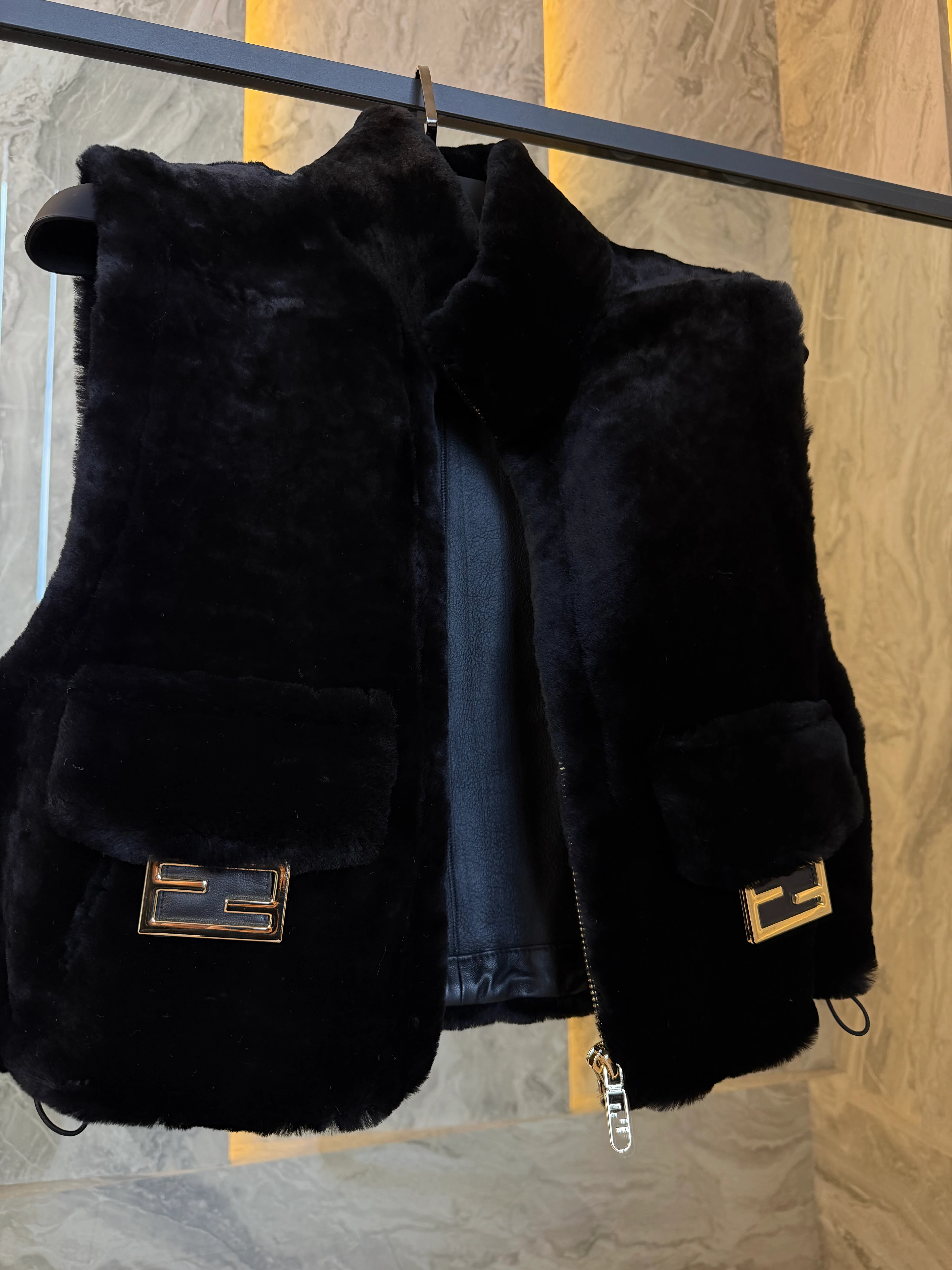 Fendi Shearling Leather-Lined Vest 