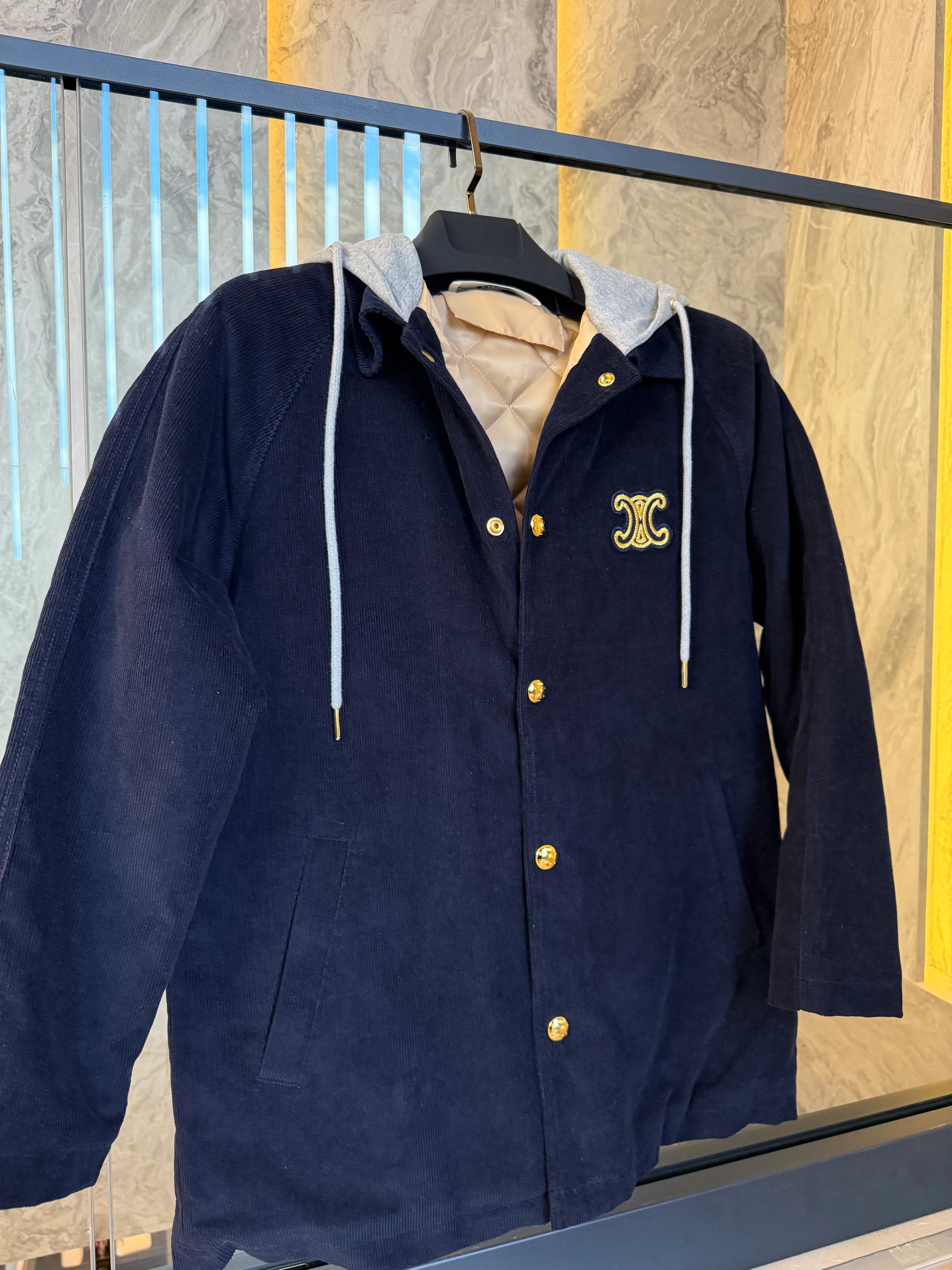 Varsity Corduroy Hoodie Coat 