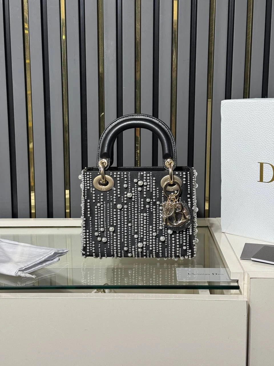 Lady Mini Pearl-Embellished Bag 