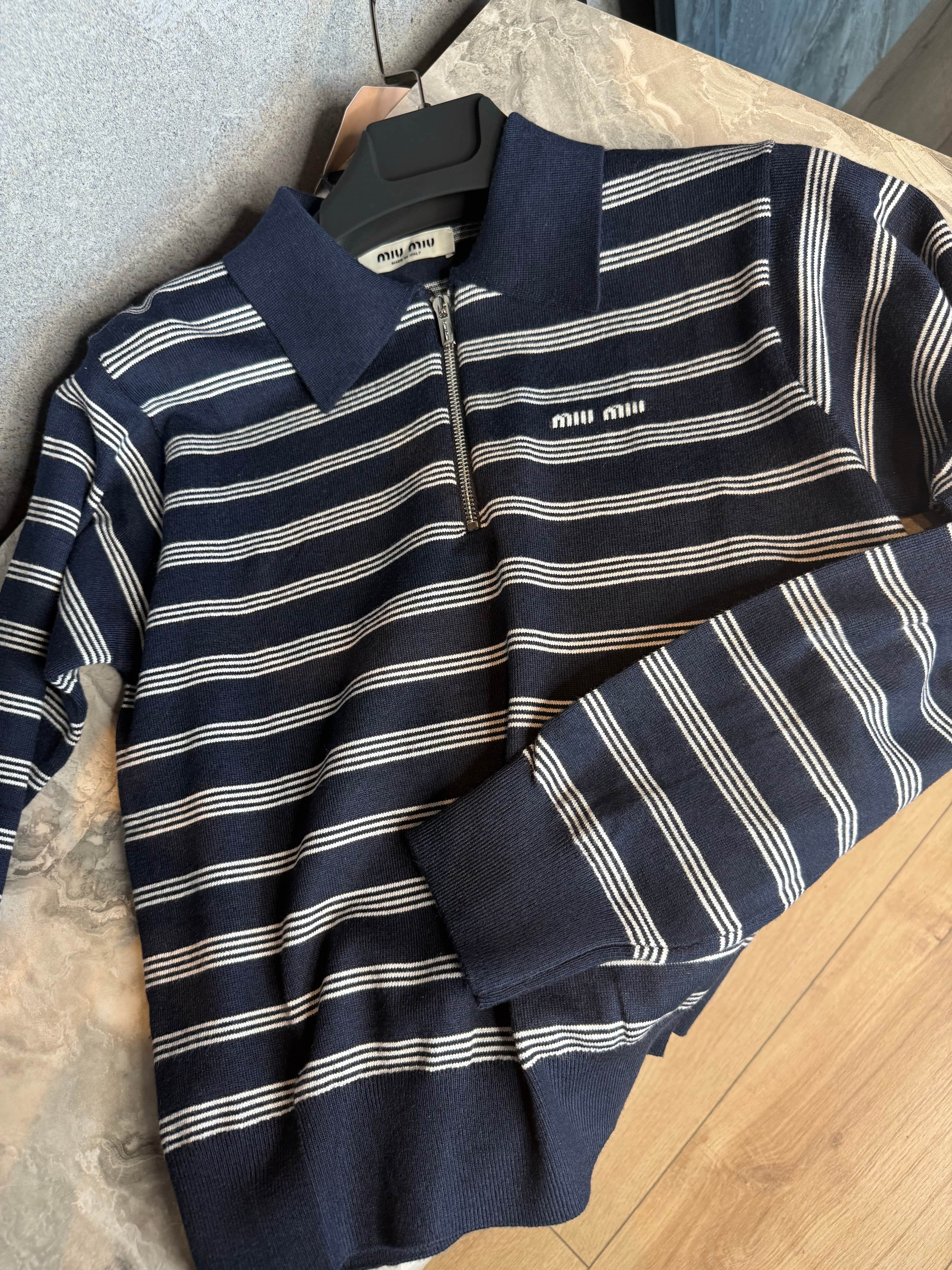 Miu Polo Knit / Navy Stripes 