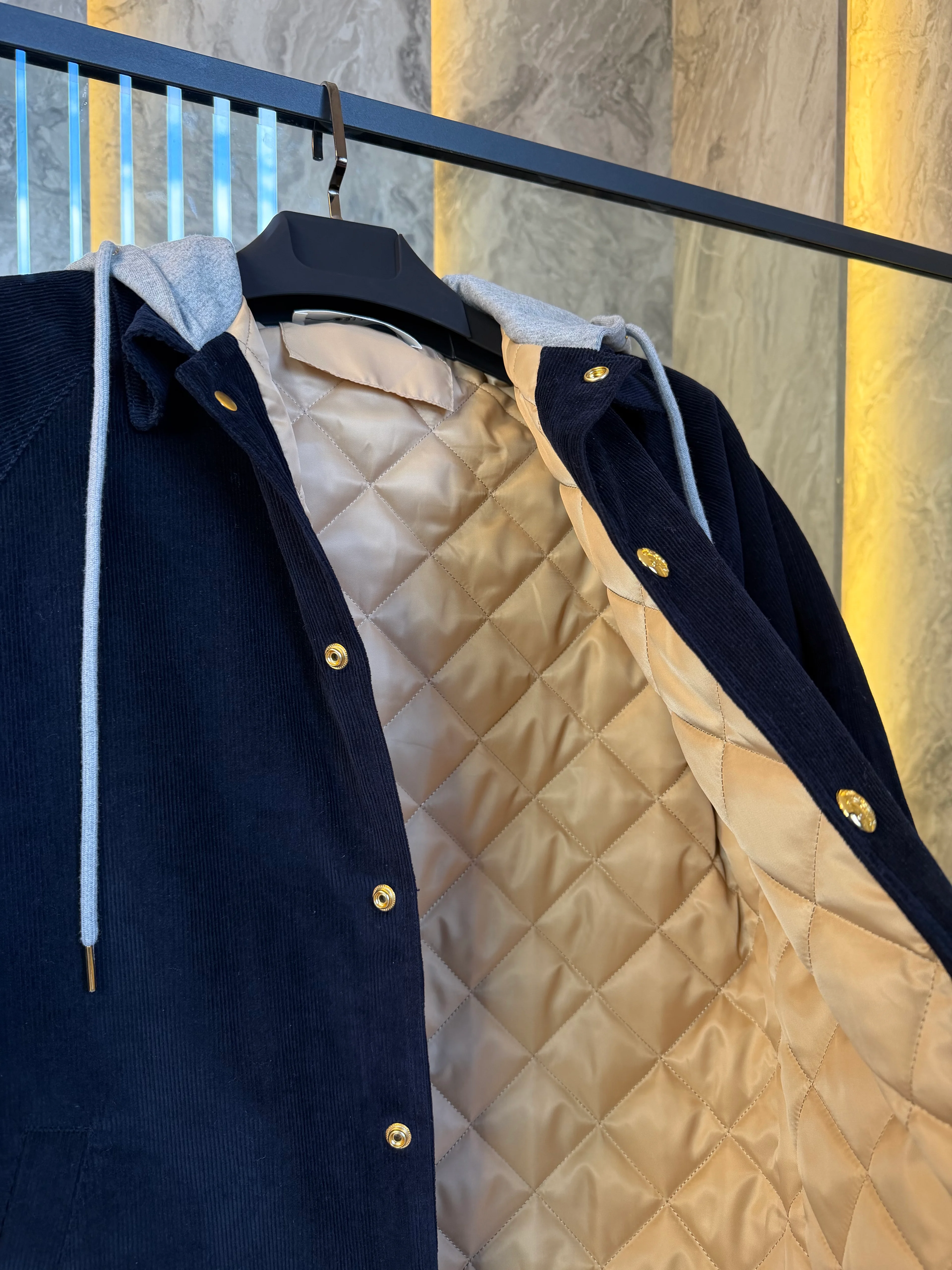 Varsity Corduroy Hoodie Coat 